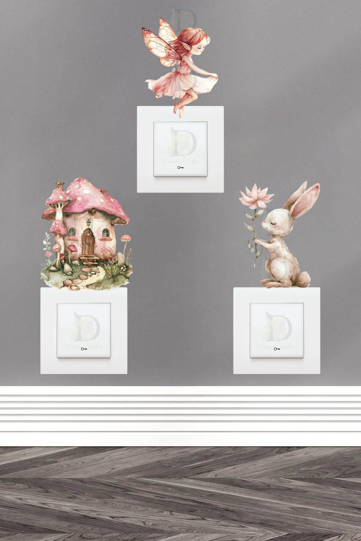 KT Decor Peri Masalı 3'lü Priz Sticker Seti