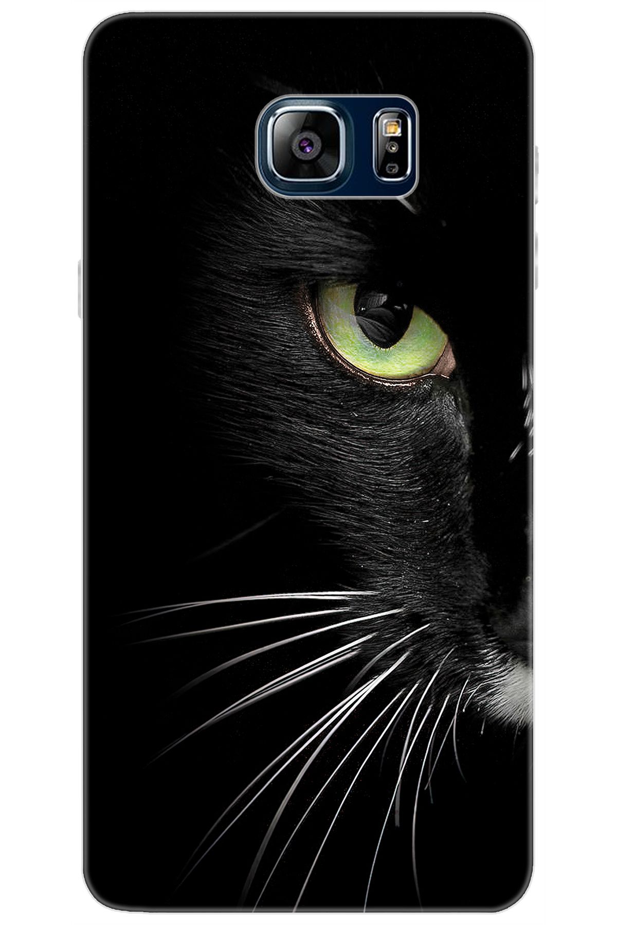 Ceppare Samsung Galaxy Note 5 (SM-N910F) Uyumlu Kılıf Desenli Silikon Siyah Kedi STK:482 CP-g8mNjq5