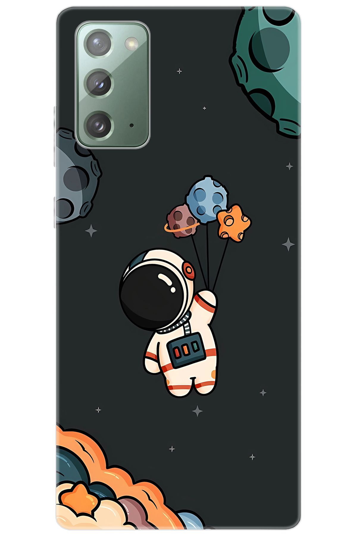 Ceppare Samsung Galaxy Note 20 (SM-N980F) Uyumlu Kılıf Desenli Silikon Astronot STK:628 CP-TyfOVBW