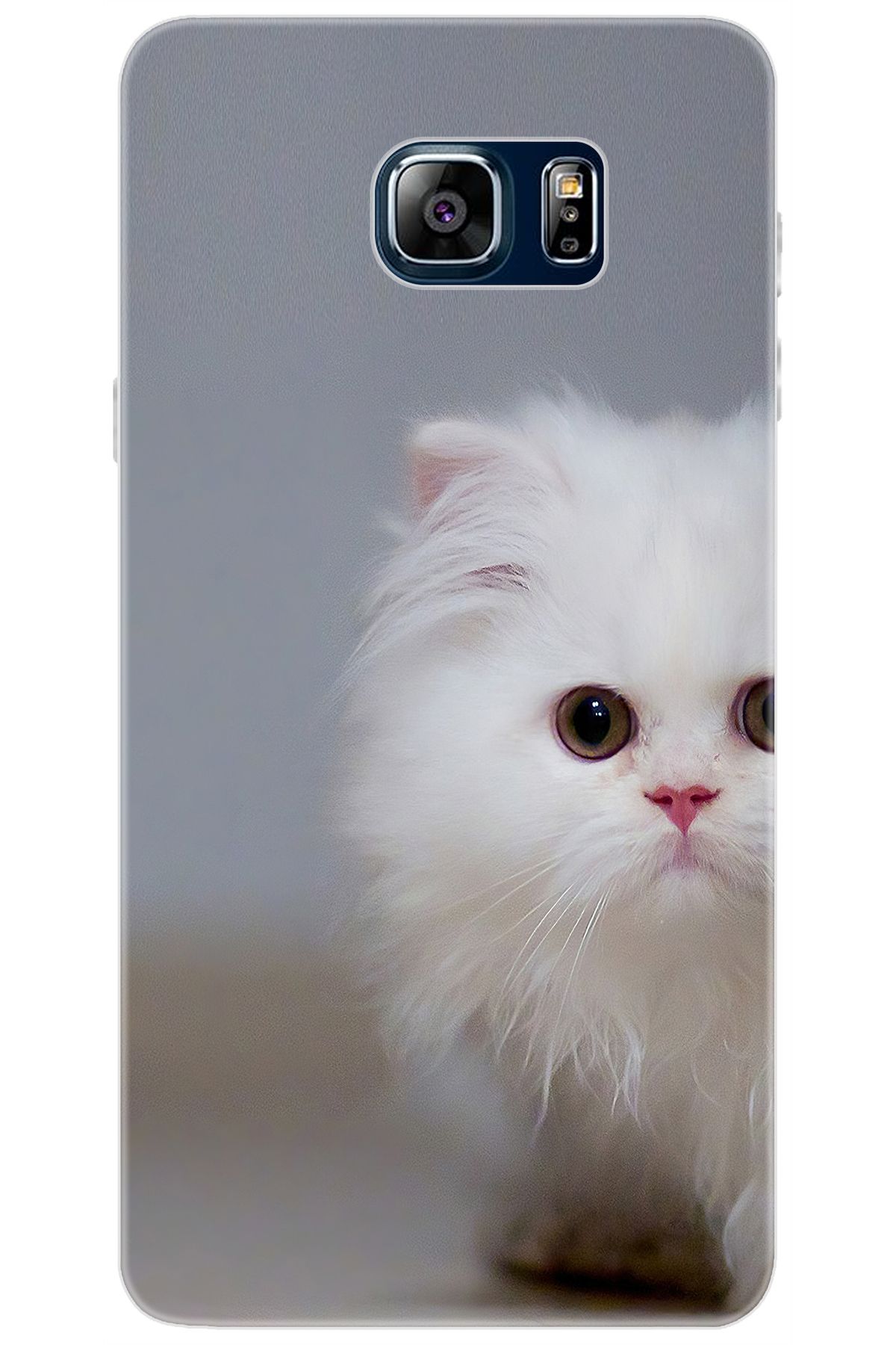 Ceppare Samsung Galaxy Note 5 (SM-N910F) Uyumlu Kılıf Desenli Silikon Beyaz Kedi STK:139 CP-Ei8K4mN