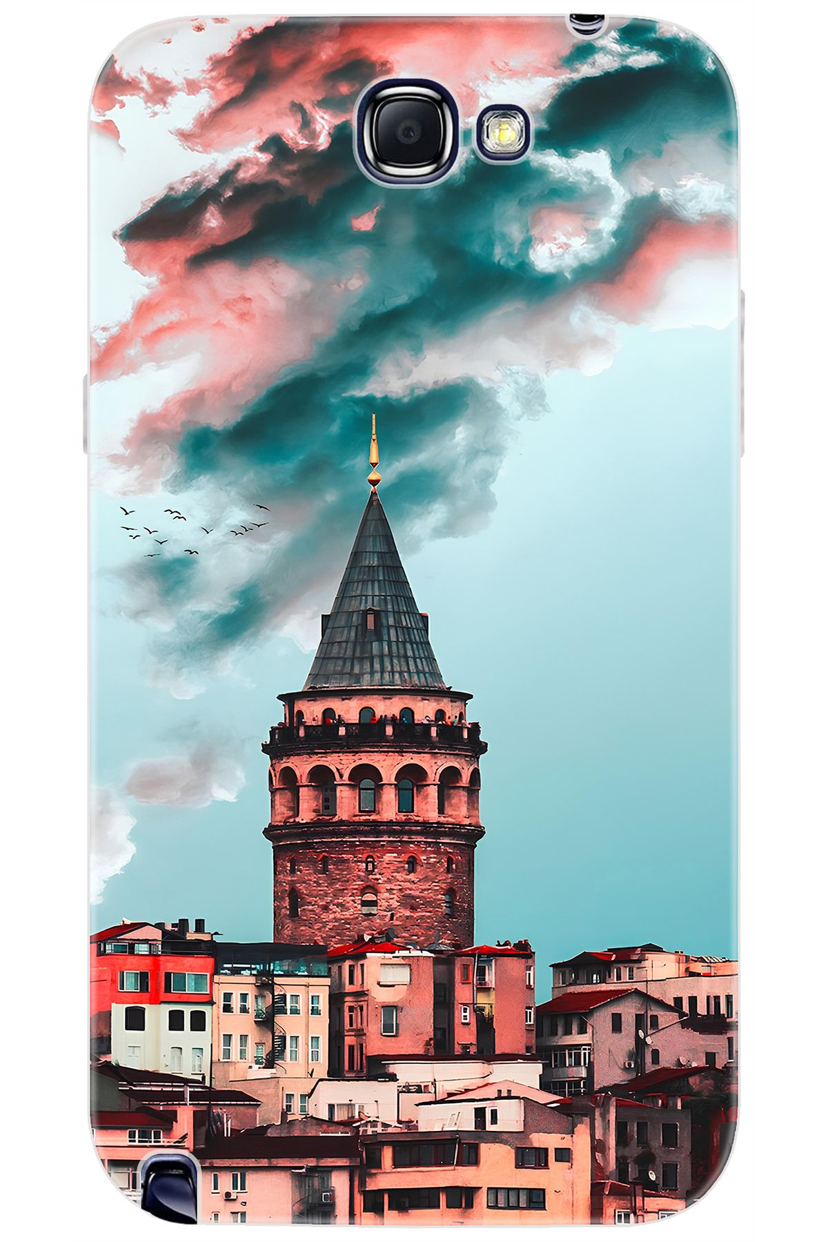 Ceppare Samsung Galaxy Note 2 (GT-N7100) Uyumlu Kılıf Desenli Silikon Galata Kulesi STK:688 CP-kWhD9g0