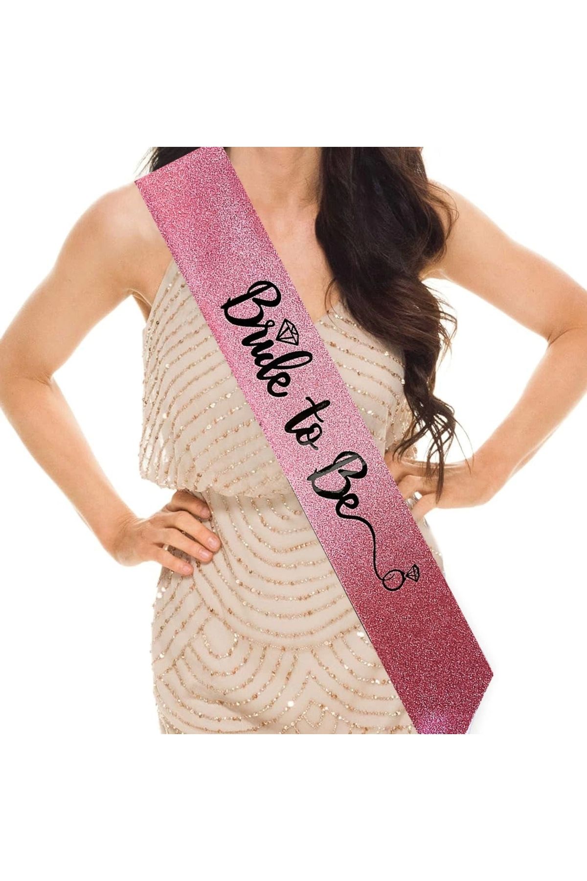 TTT Pembe Siyah Alyanslı Bride To Be Kuşak Kemer