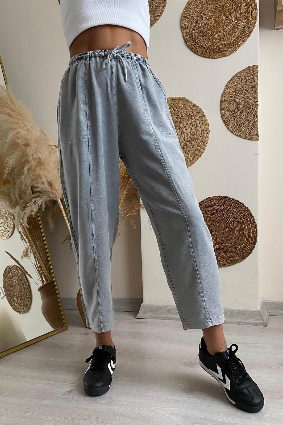 İstangül Butik Cotton Drift Yıkama Desen Havuç Pantolon