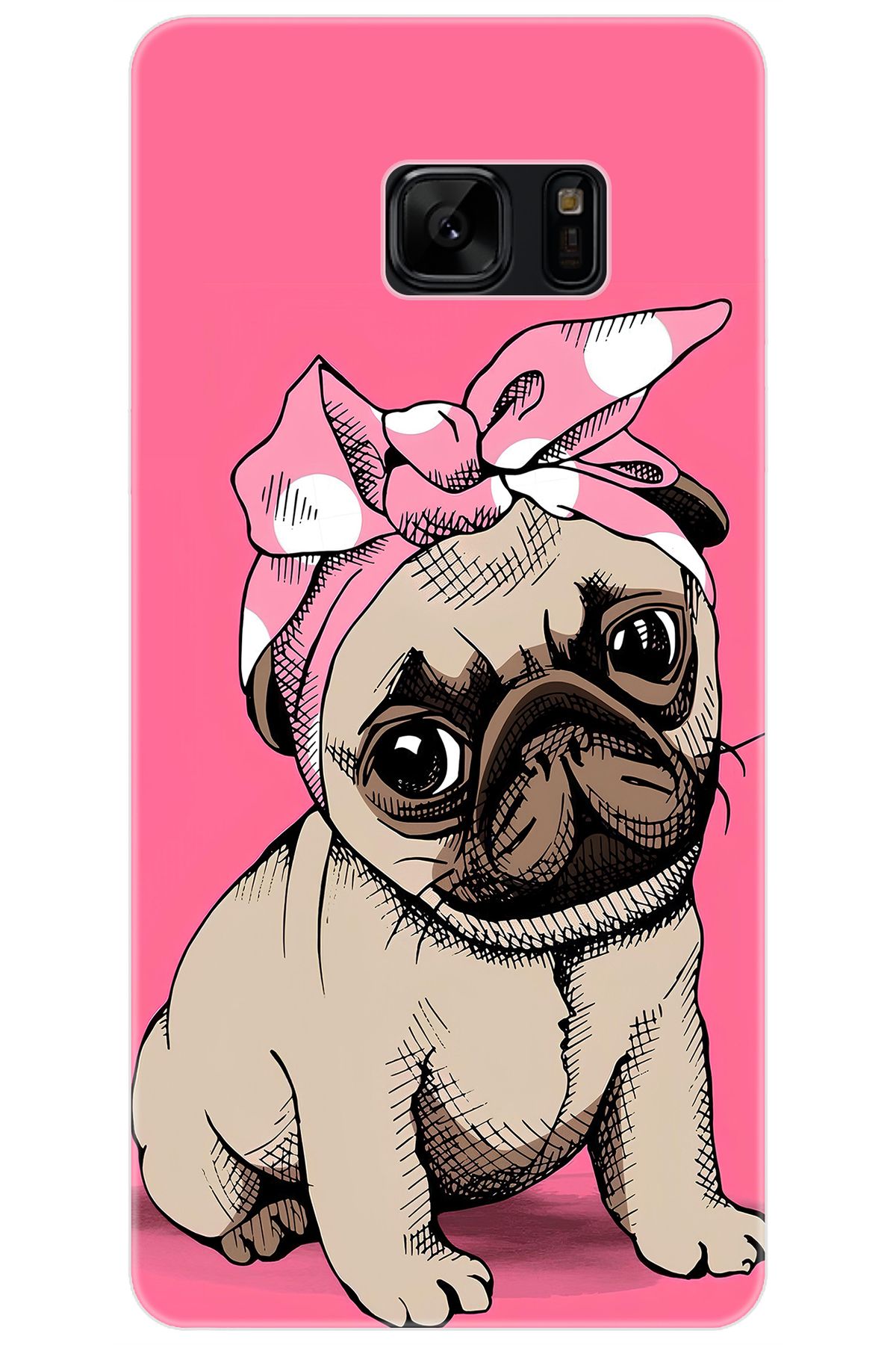 Ceppare Samsung Galaxy Note FE (SM-N935F) Uyumlu Kılıf Desenli İnce Silikon Sevimli Pug STK:748 CP-8kuNQYc