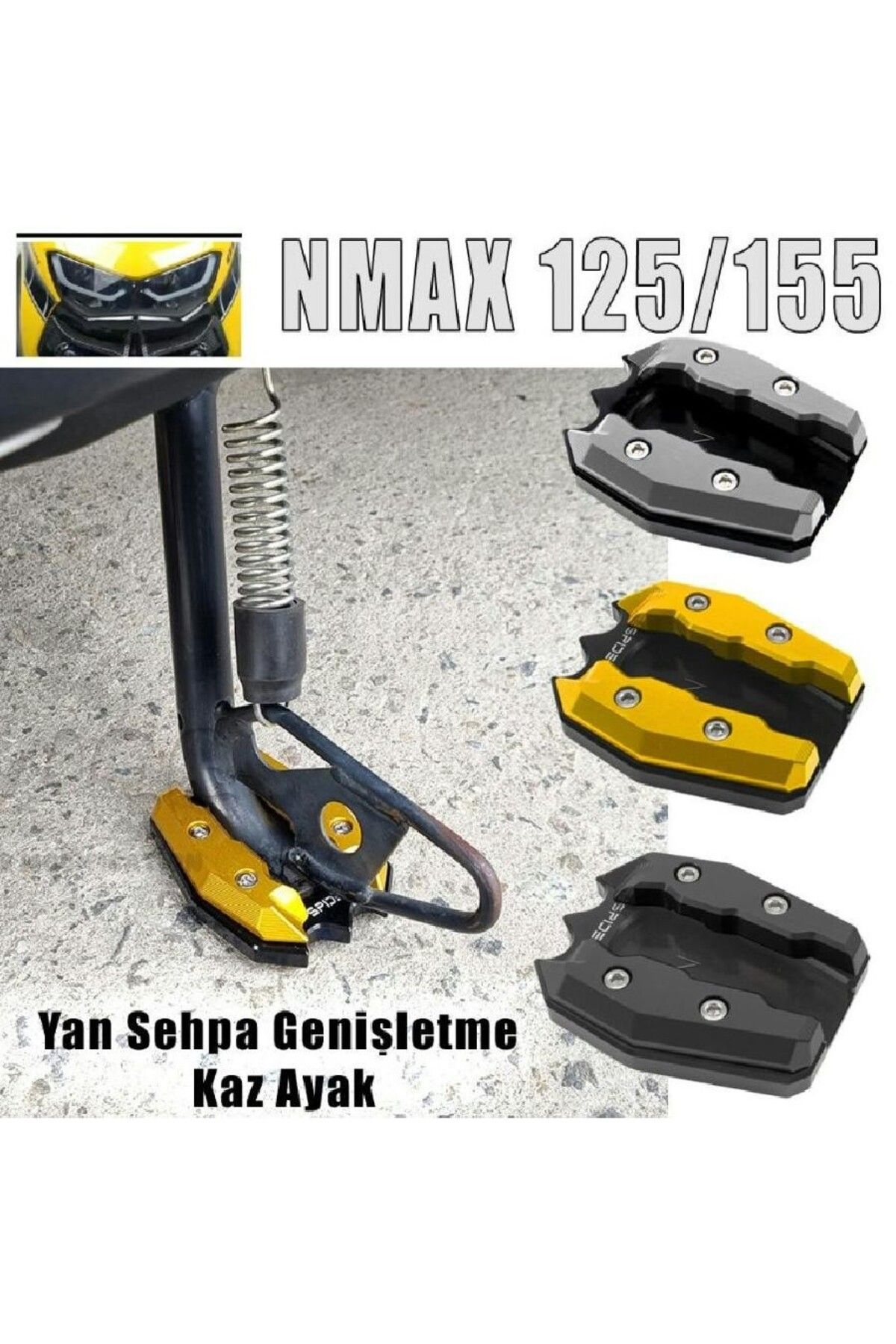 YSGMOTOPARTS Nmax 125/155 Yan Sehpa Ayaklık Genişletici Kaz Ayak Sarı Renk