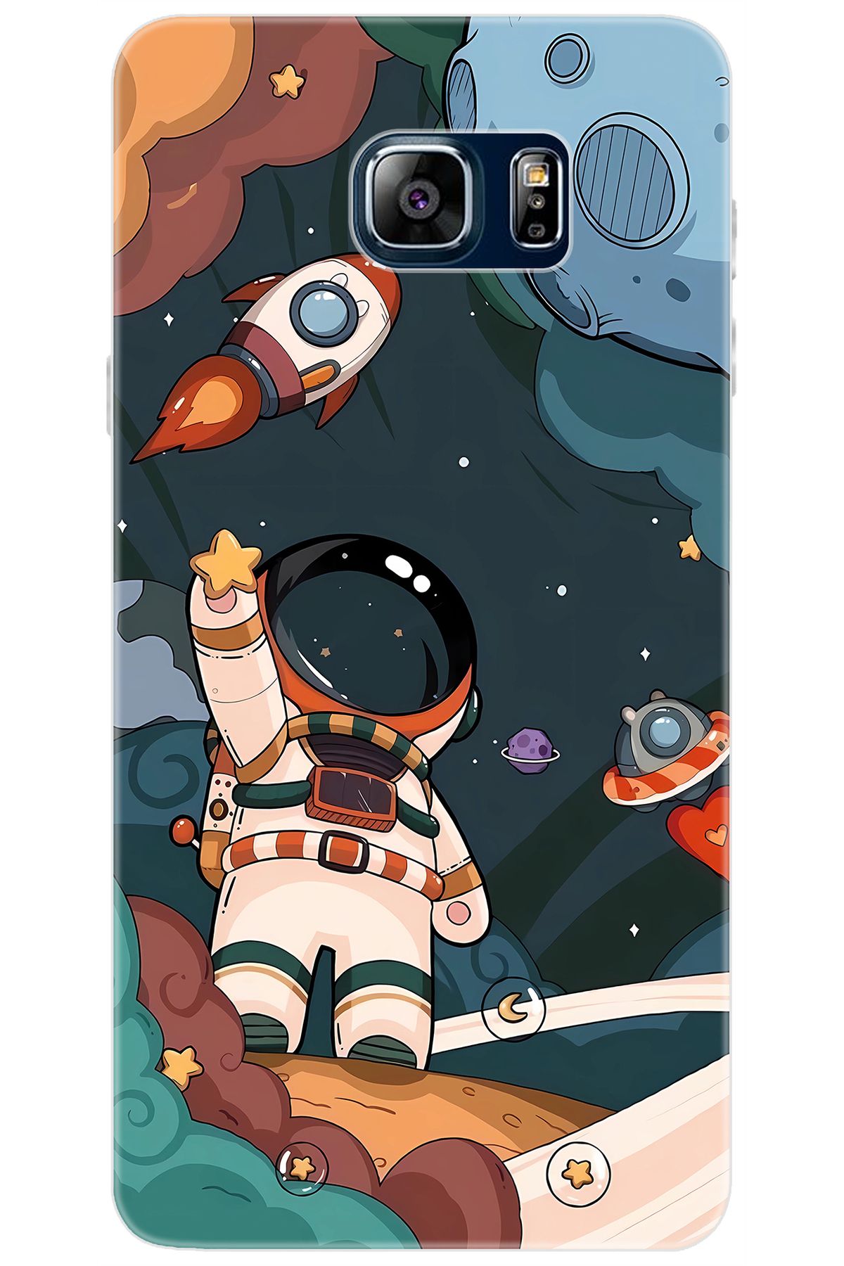 Ceppare Samsung Galaxy Note 5 (SM-N910F) Uyumlu Kılıf Desenli Silikon Astronot STK:696 CP-CLjCnEX