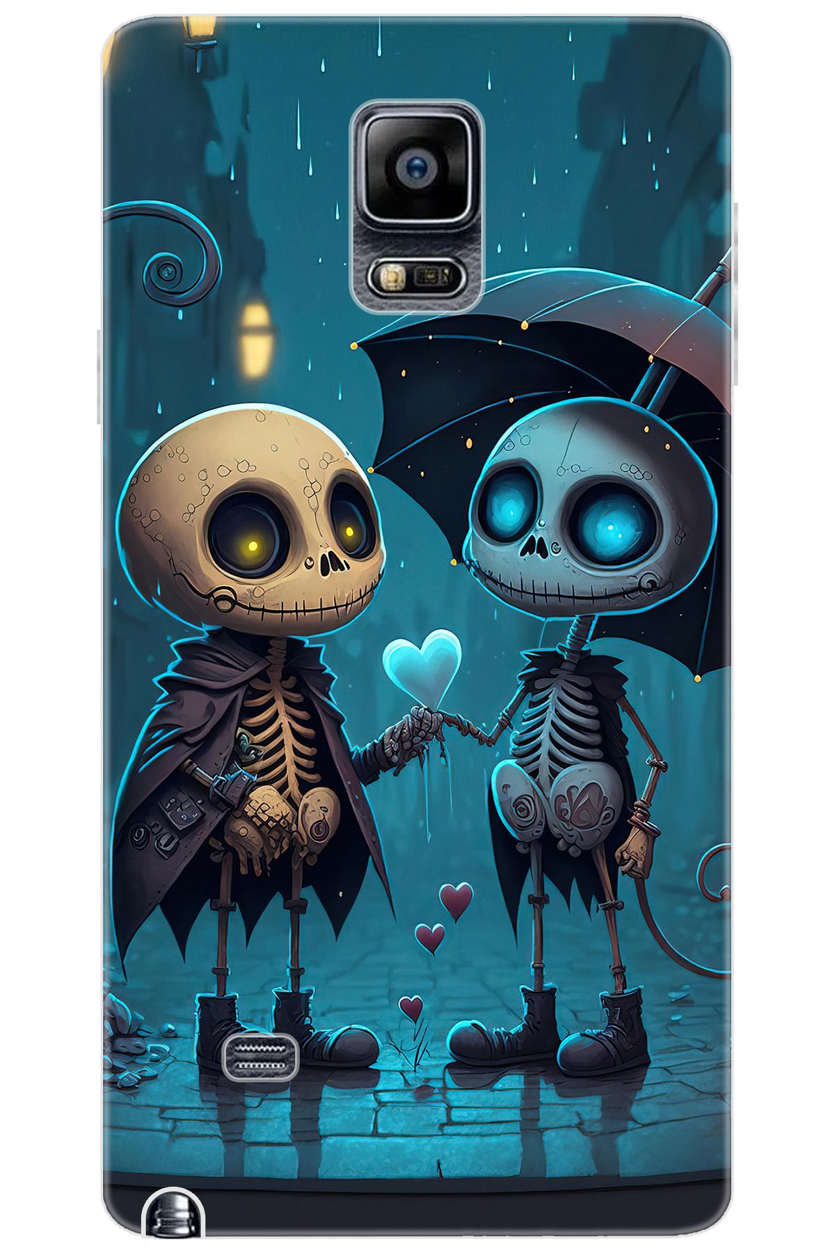 Ceppare Samsung Galaxy Note 4 (SM-N910F) Uyumlu Kılıf Desenli Silikon Aşık İskeletler STK:733 CP-9VUnaLu
