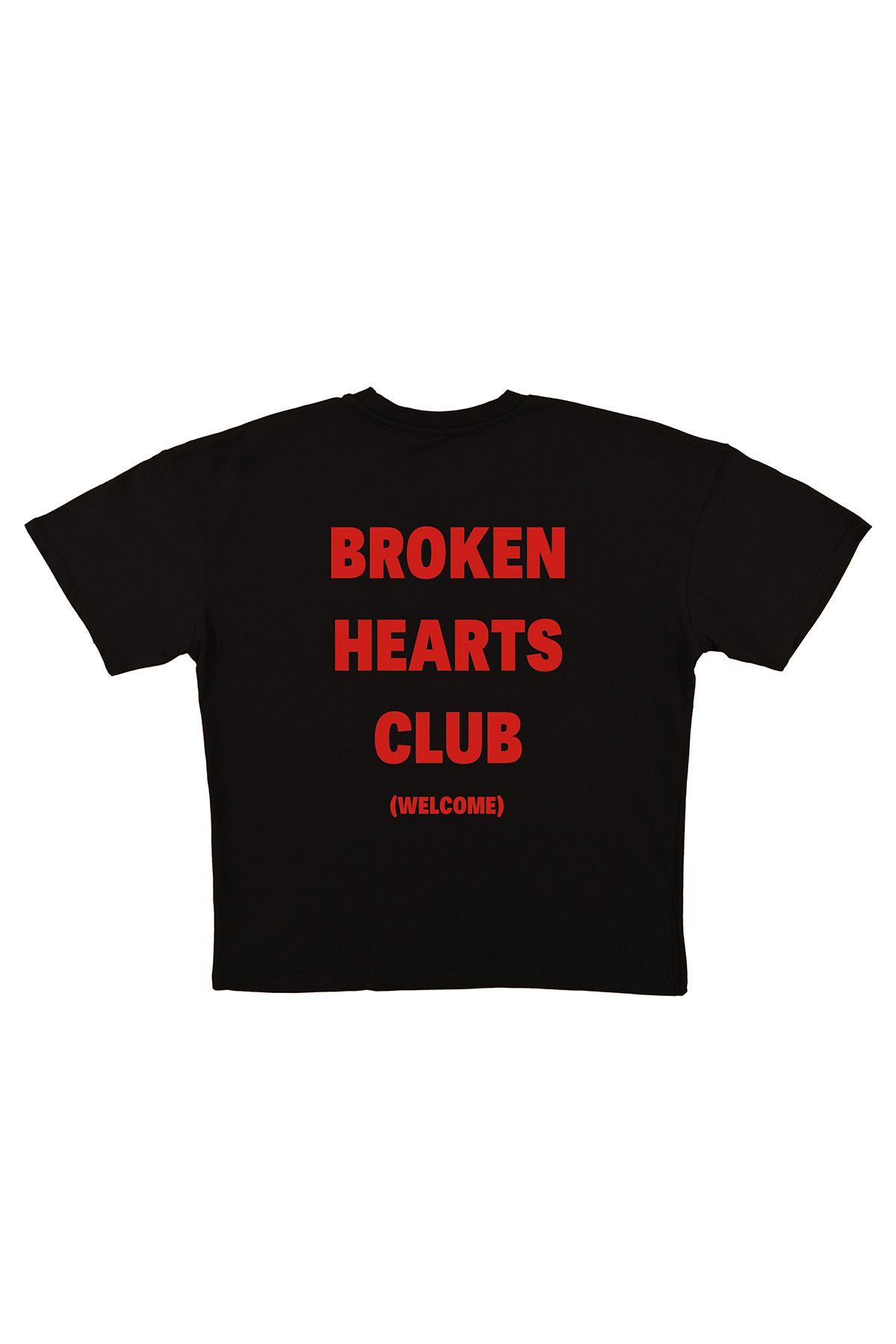 urbvn Broken Heart Club Baskılı Siyah Oversize T-shirt