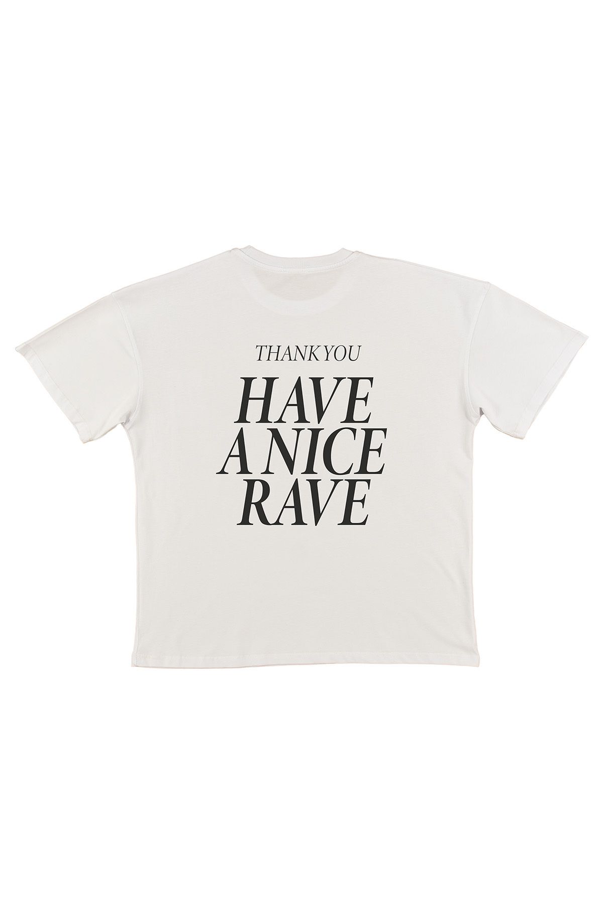 urbvn Rave Baskılı Beyaz Oversize T-shirt