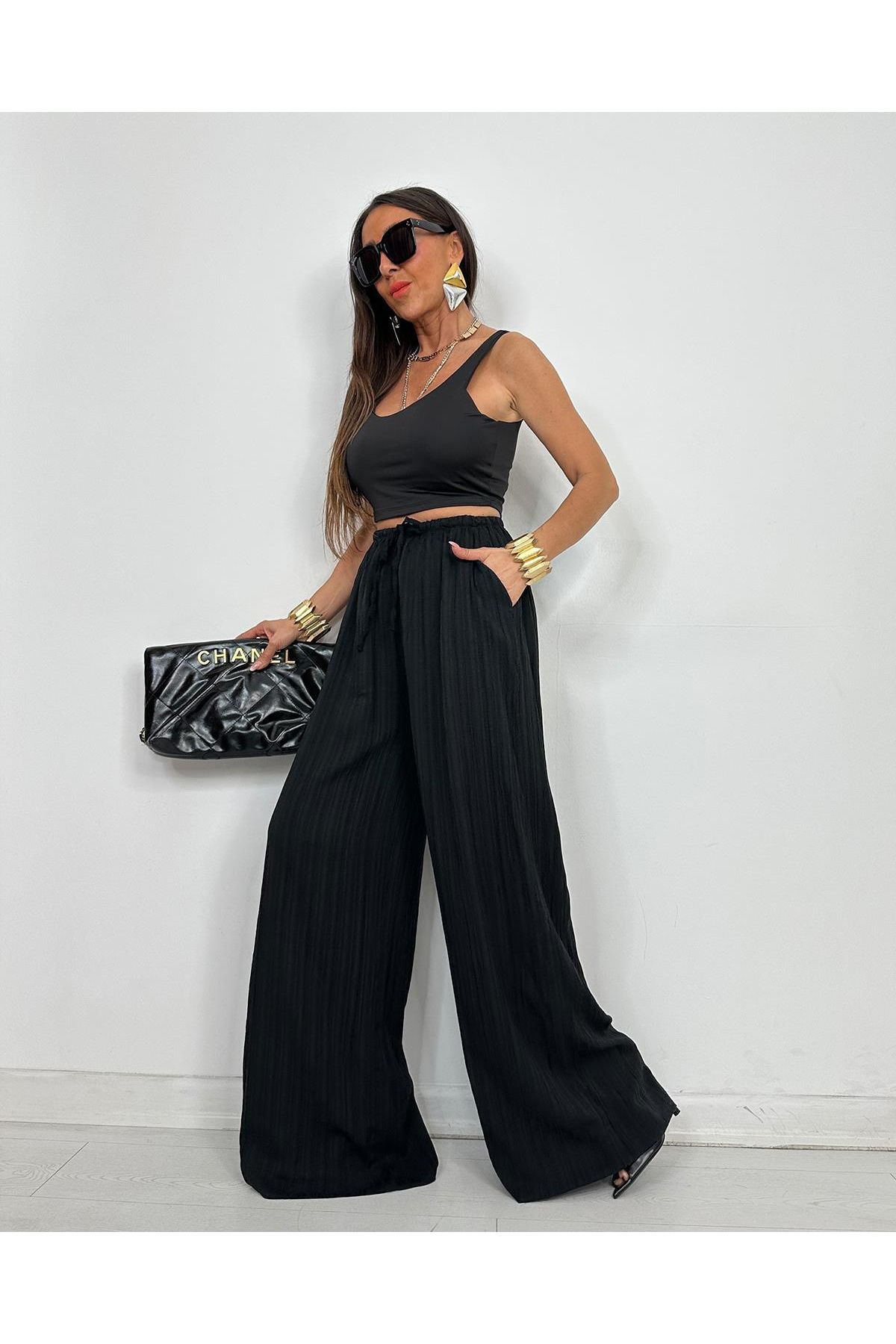 My Sista PORTO KRAŞLI PANTOLON SİYAH