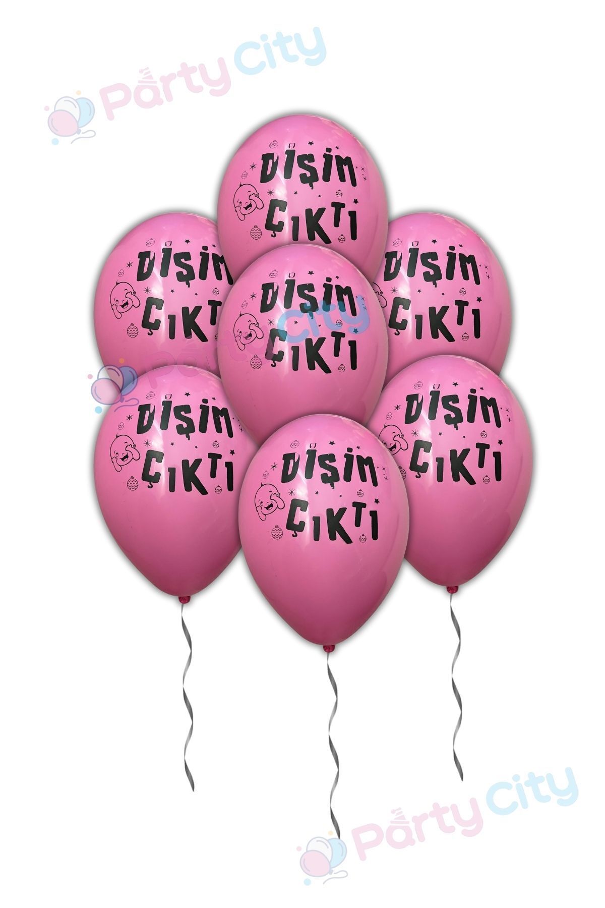 Party City Pembe Dişim Çıktı Balonu 10’lu | Diş Buğdayı Partisi Konsept Balon – Özel Baskılı Lateks