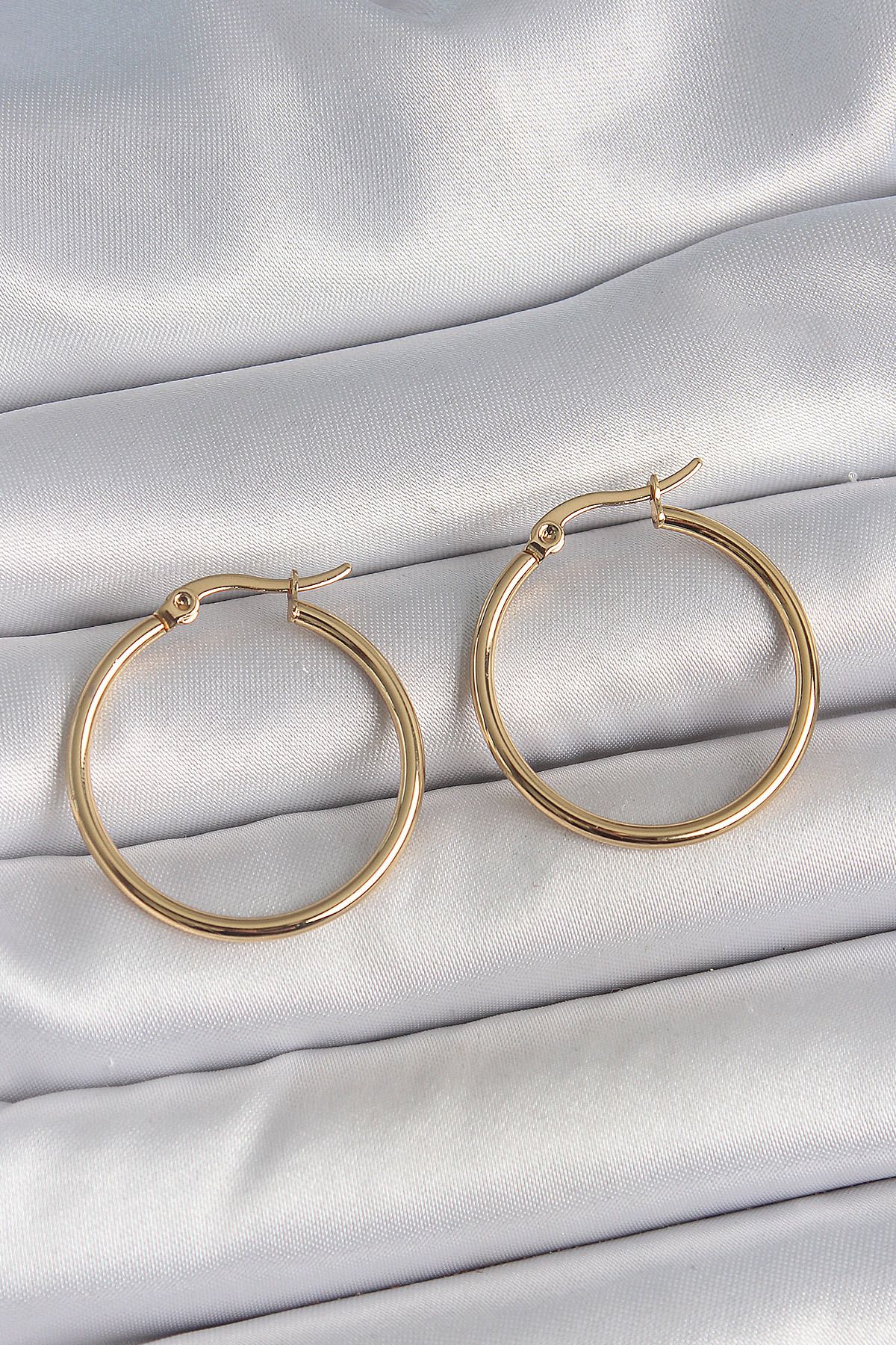 norsary 316 Çelik Gold Renk 27 mm Halka Model Kadın Küpe