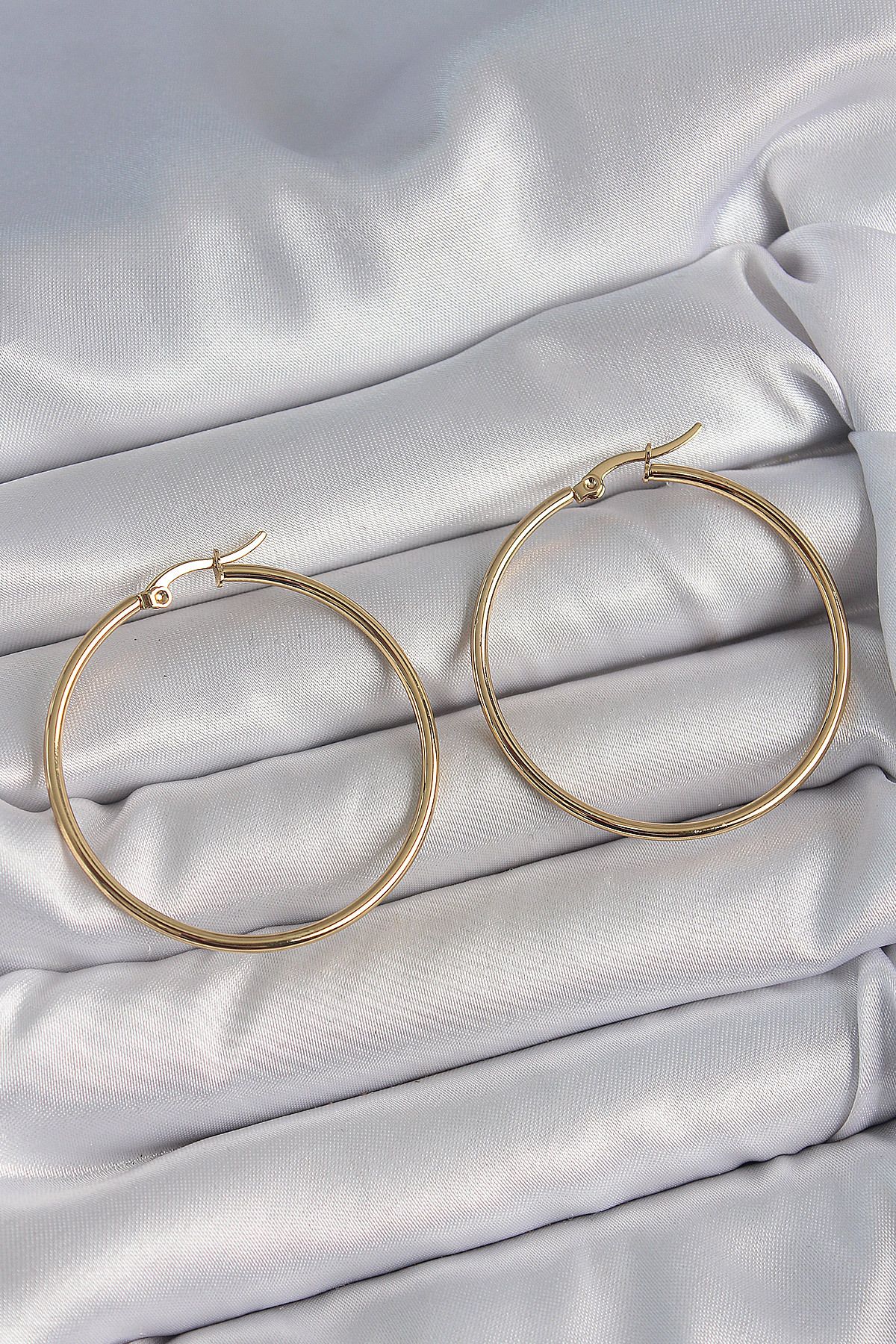 norsary 316 Çelik Gold Renk 43 mm Halka Model Kadın Küpe