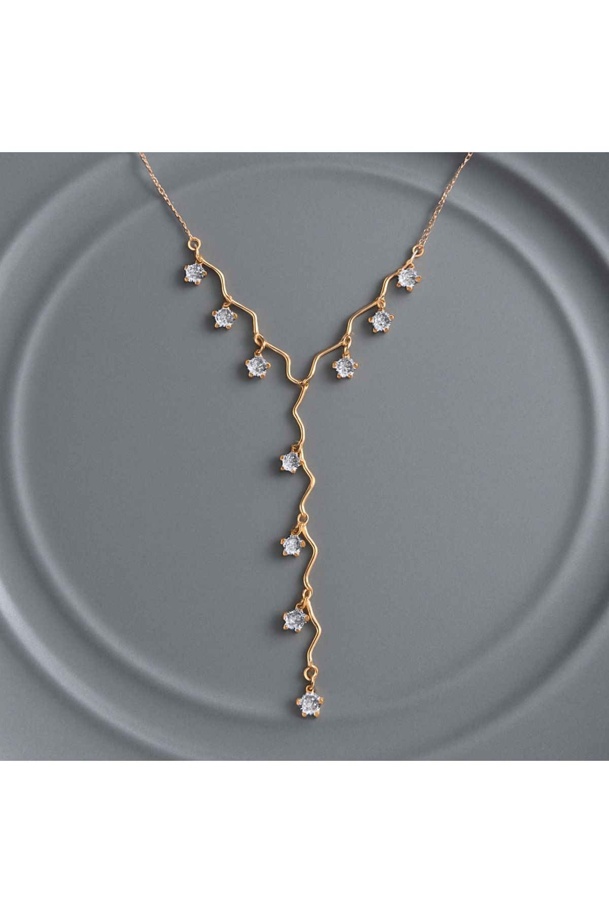 BESMYAR JEWELS Çiçek Taşlı Y kolye