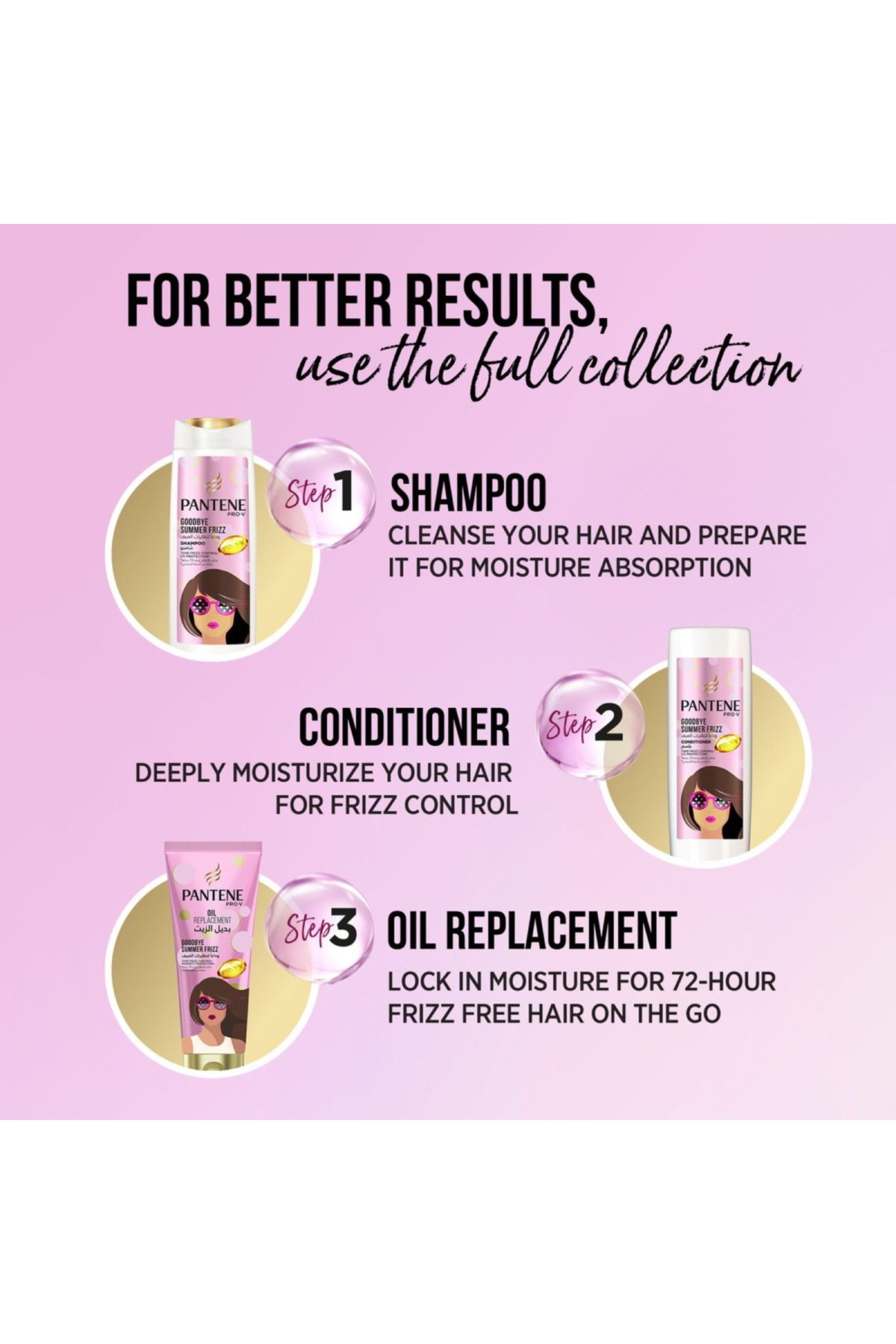 Pantene-Goodbye Summer Frizz Shampoo 2 x 400 ml + Conditioner 360 ml 3