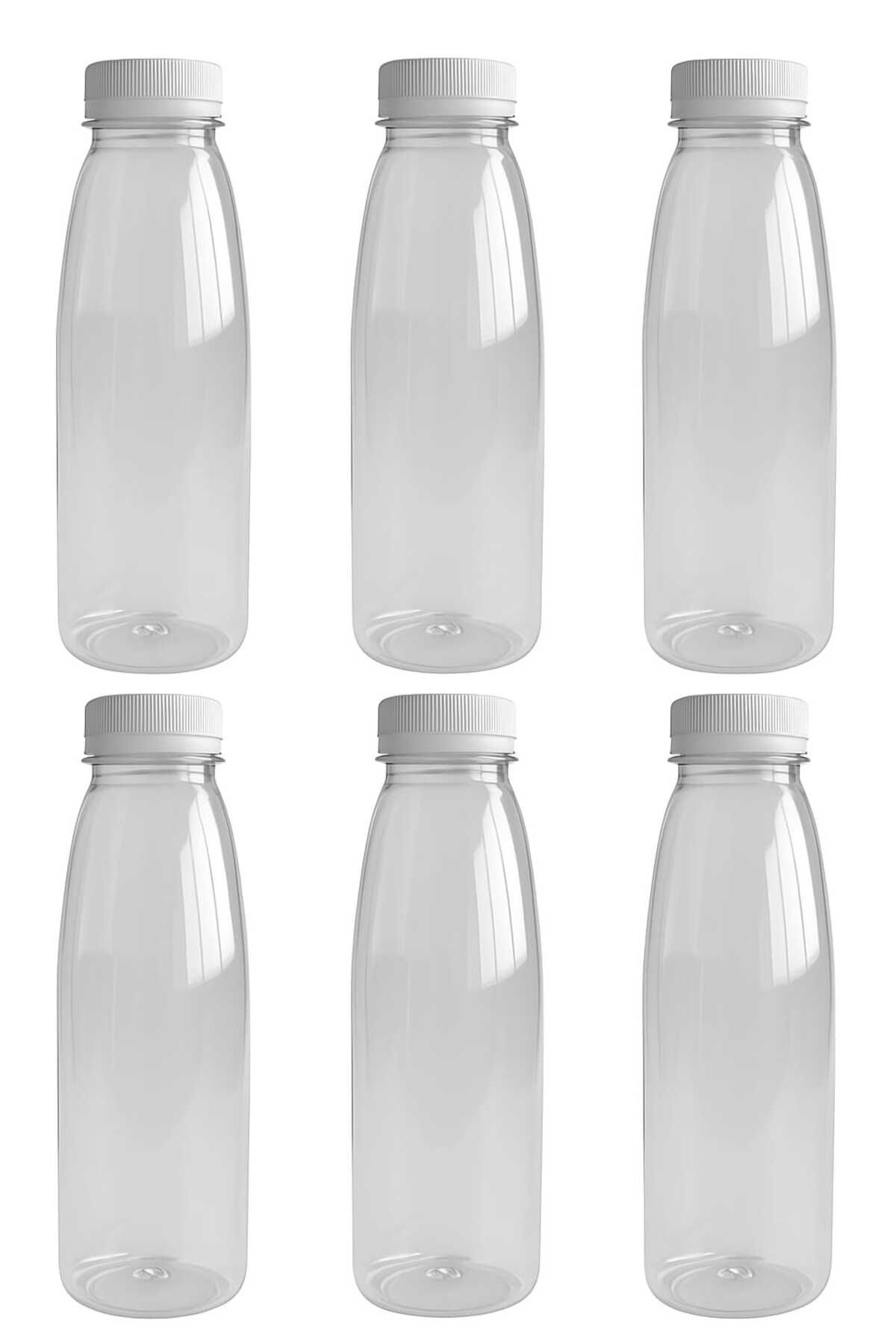 YENİ KOÇ PLASTİK 6 Adet 500ml Detox Meyve Suları Smoothie'ler Diyet Sporcu Içeceği Süt Pet Şişesi Kilitli Kapak(ŞİŞE)