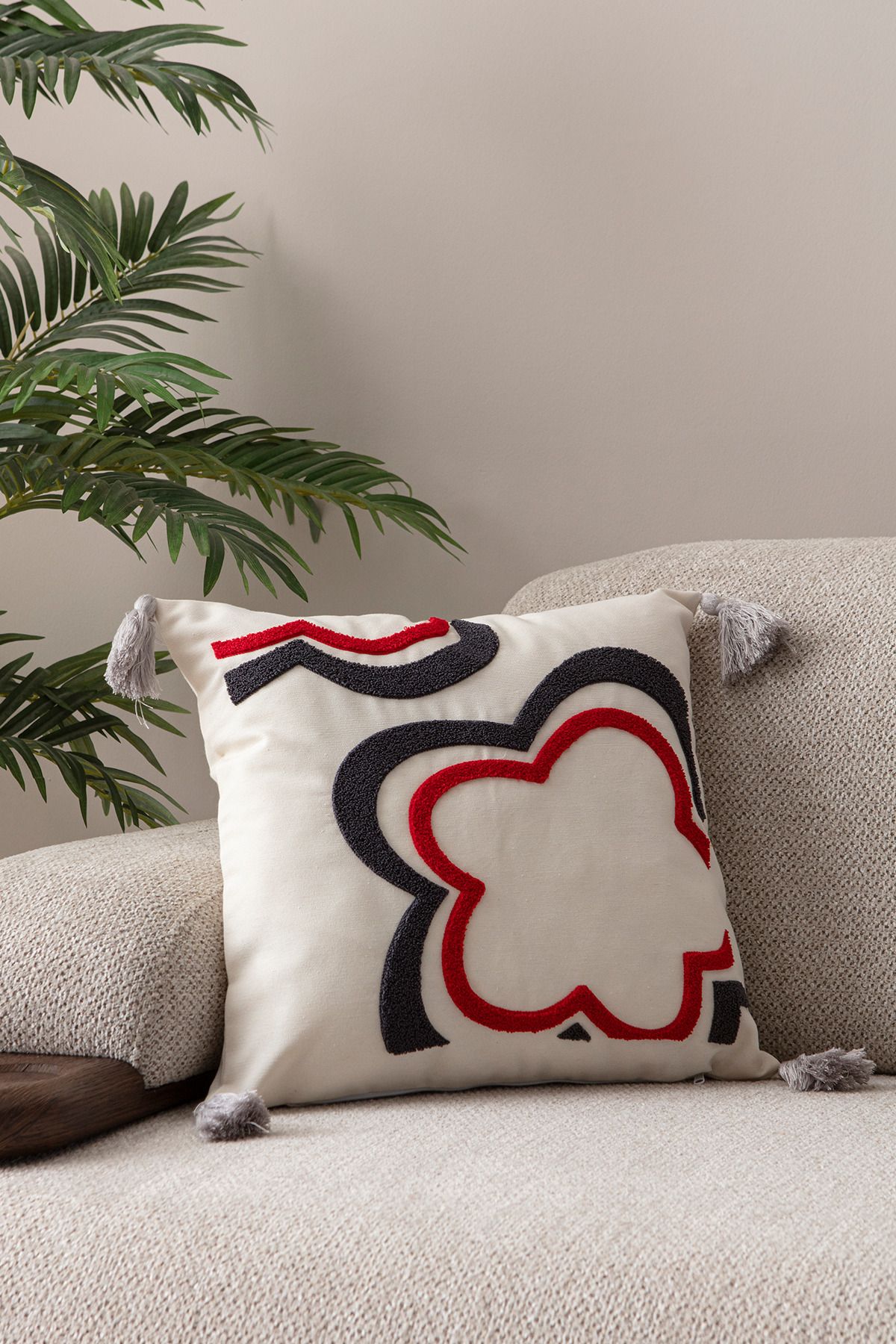 EVOTTO HOME COLLECTİON Comfort Punch Desenli Kırlent Kılıfı Kare Dekoratif Bohem Nakışlı Koltuk Yastık Kılıfı panç 45x45
