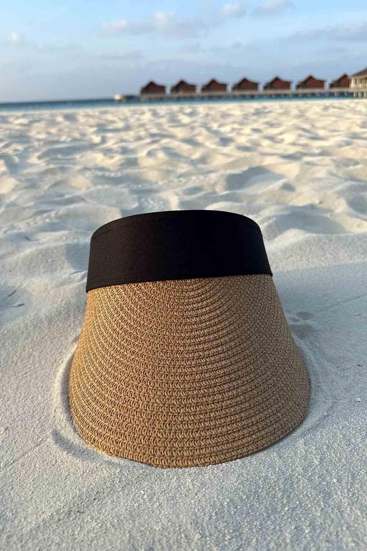 FRESCO SCARFS-Straw Visor Hat - Open Top and Foldable 3