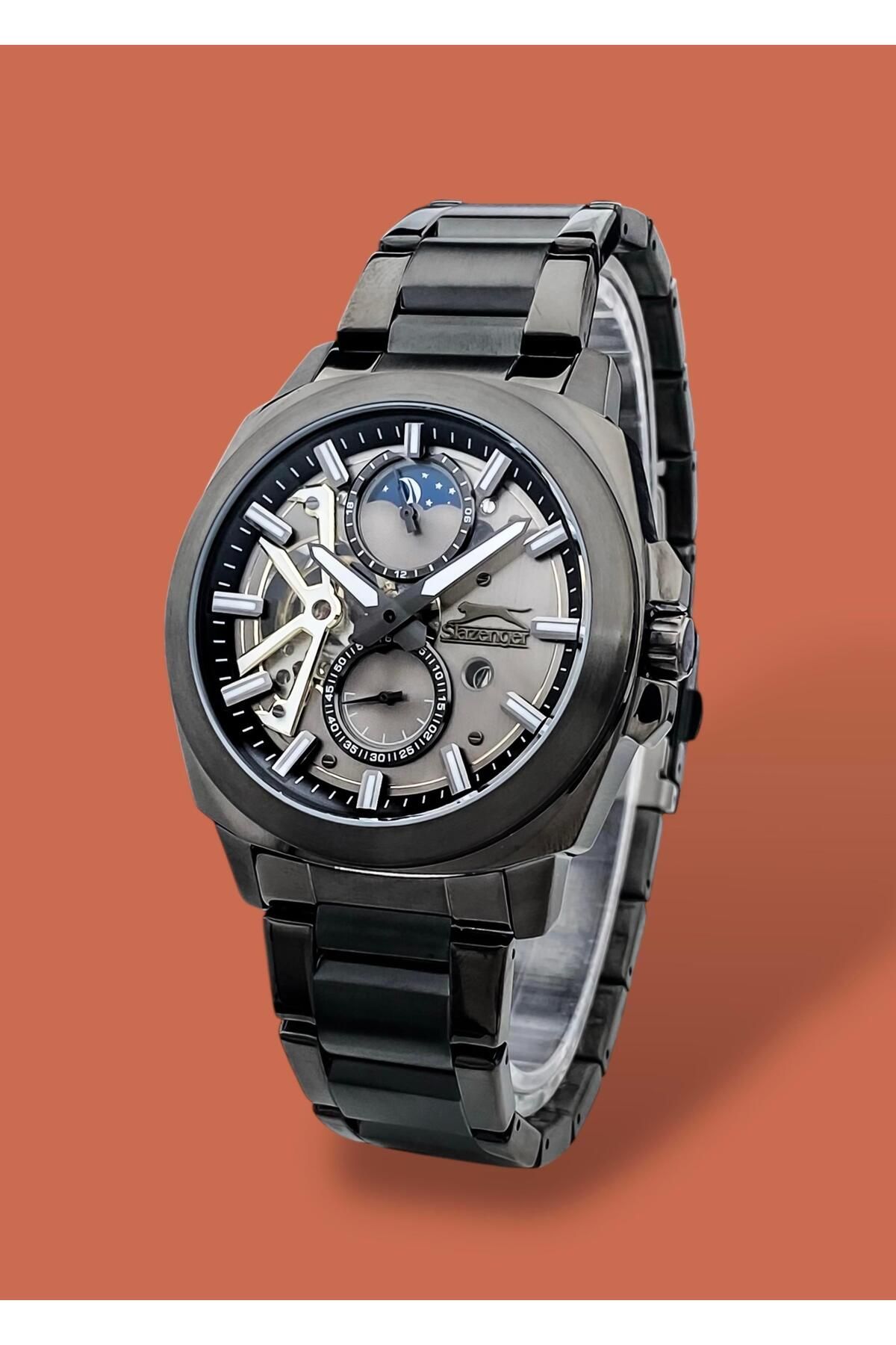 Slazenger Orijinal 2 Yıl Garantili Otomatik Mekanizma Fonksiyonları Aktif Çelik Kordon Erkek Kol Saati