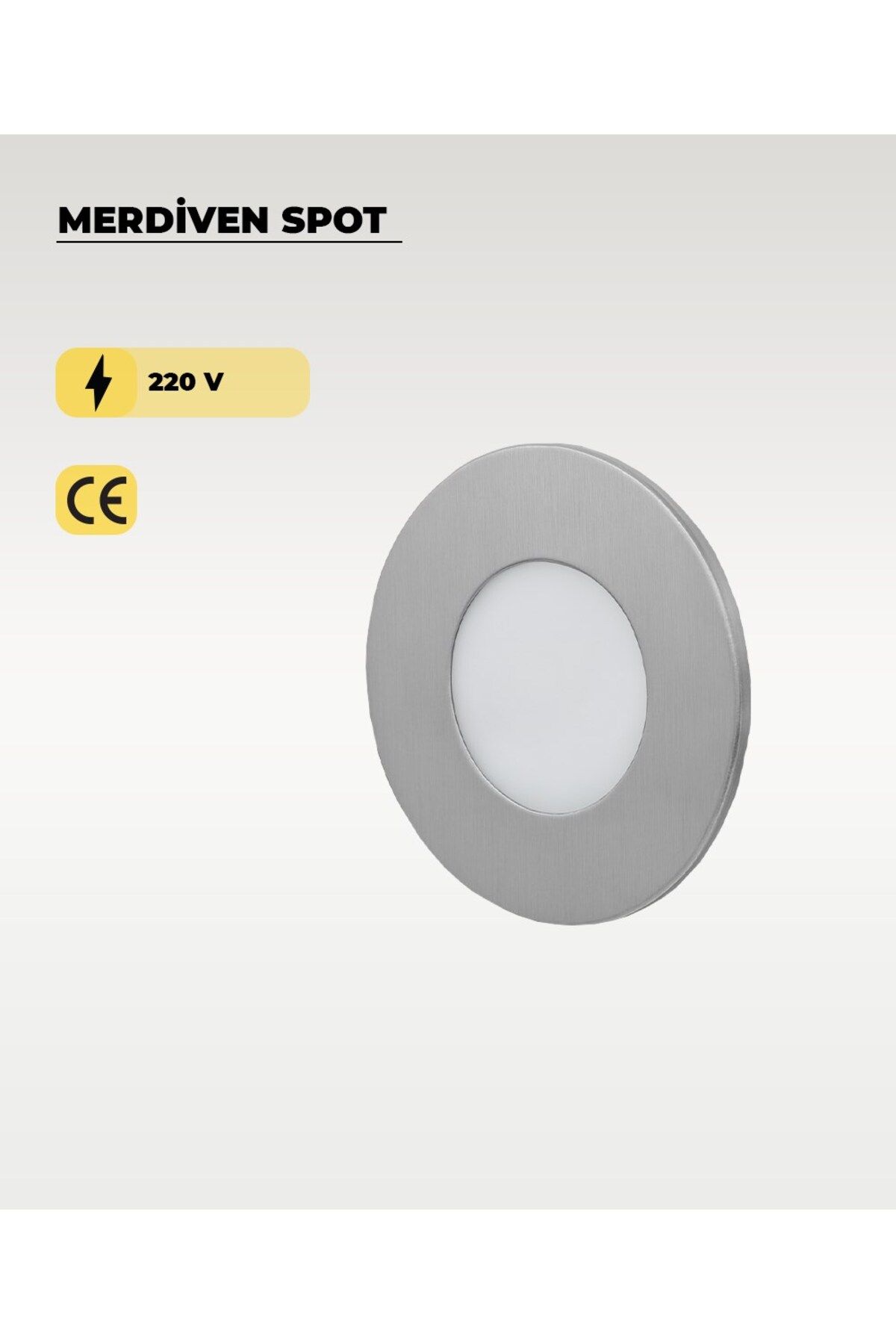 AC AYDINLATMA 3W Krom Yuvarlak Sıva Altı Merdiven Spot 6500K (Beyaz Işık)