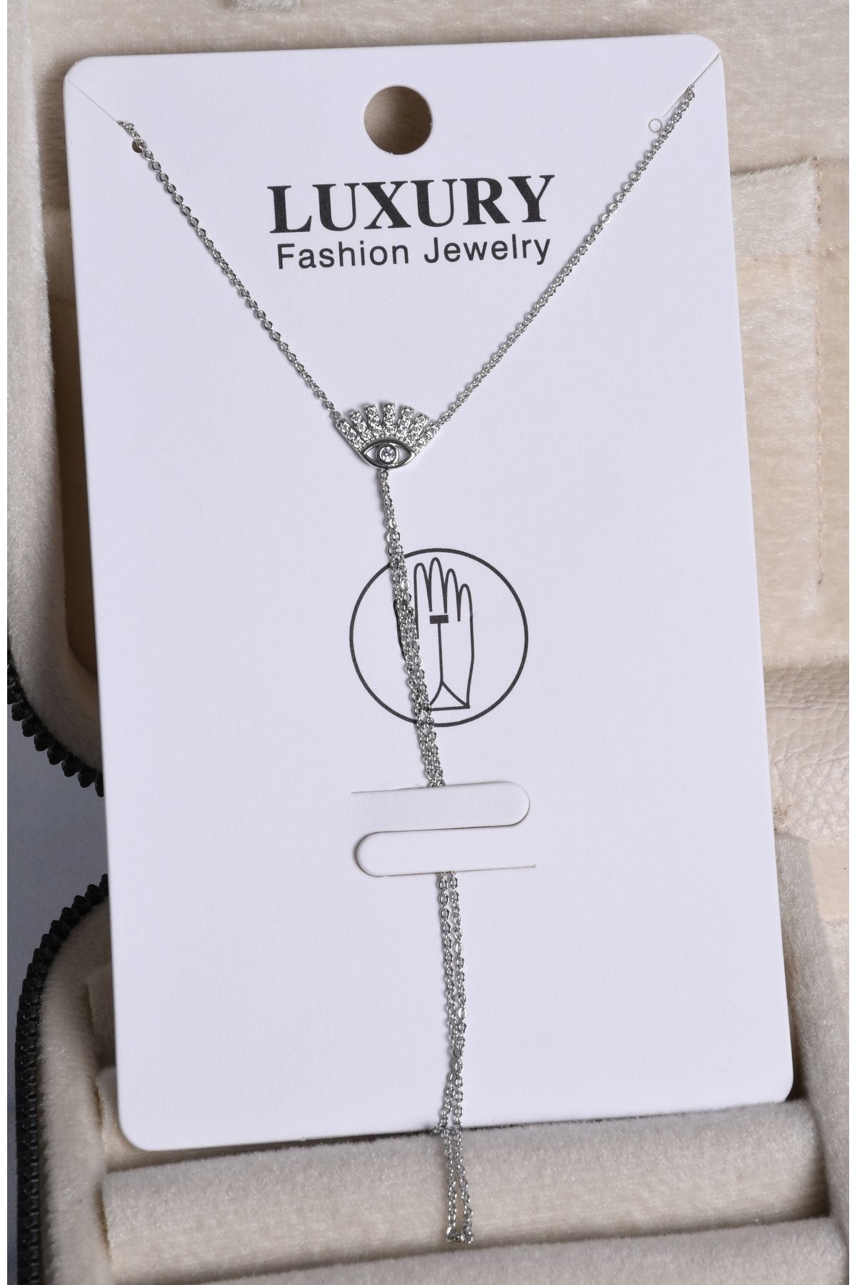 shiva accessorie Göz Taşlı Silver Çelik Kolye