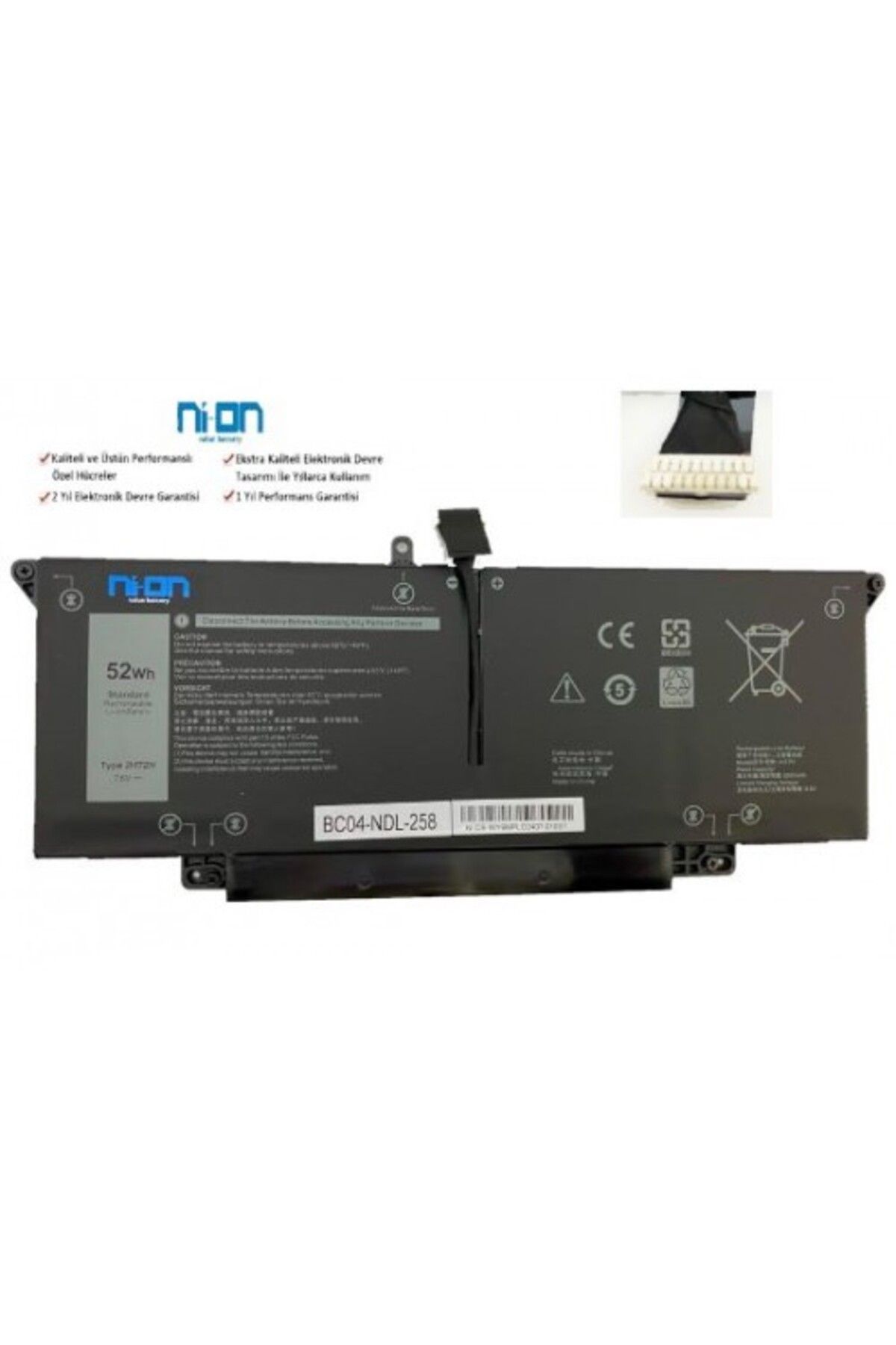 NION Dell Latitude 7410 uyumlu Notebook Batarya - Pil