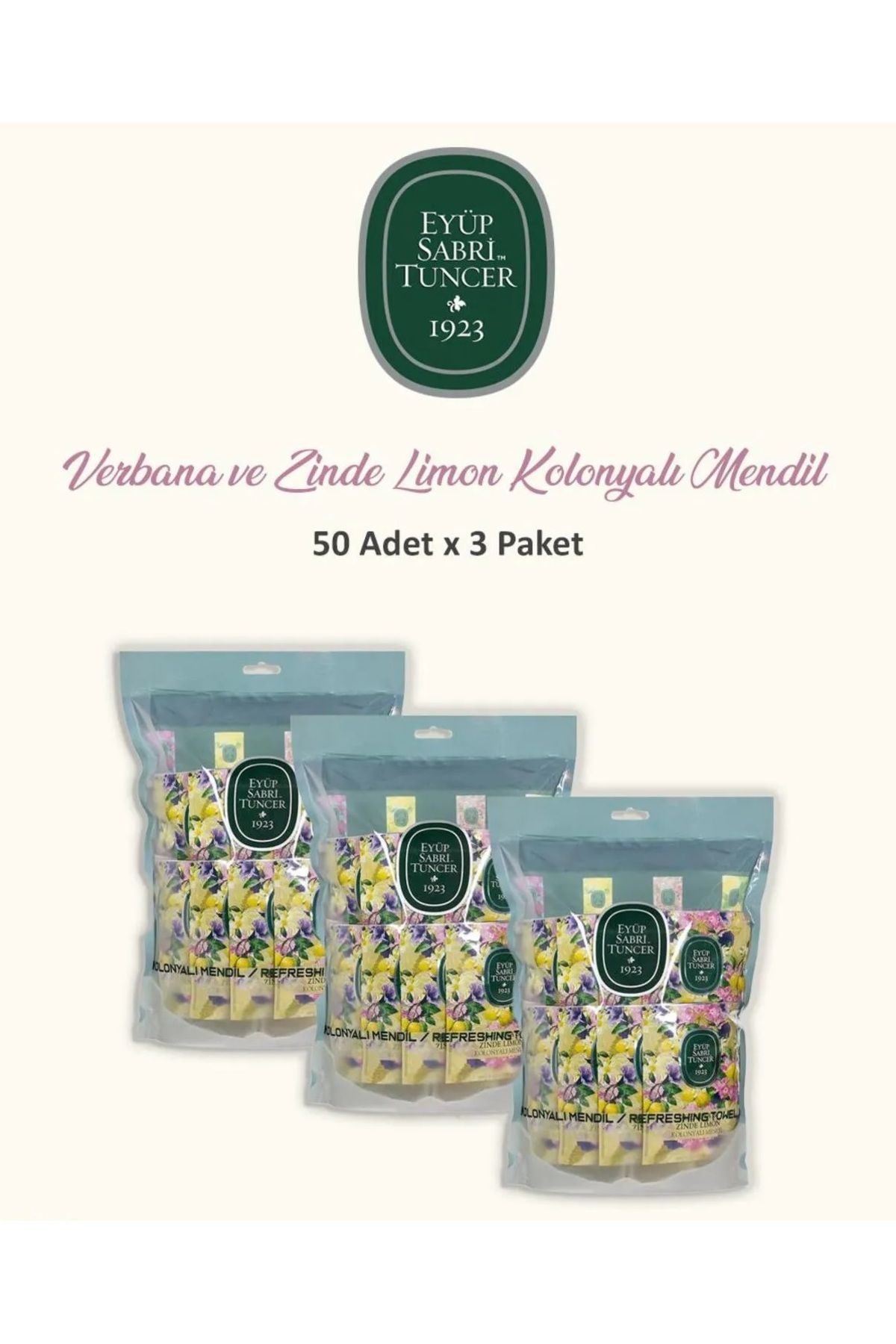 Eyüp Sabri Tuncer EYÜP SABRİ TUNCER VERBENA ZİNDE LİMON 3 PAKET ISLAK MENDİL 50'Lİ