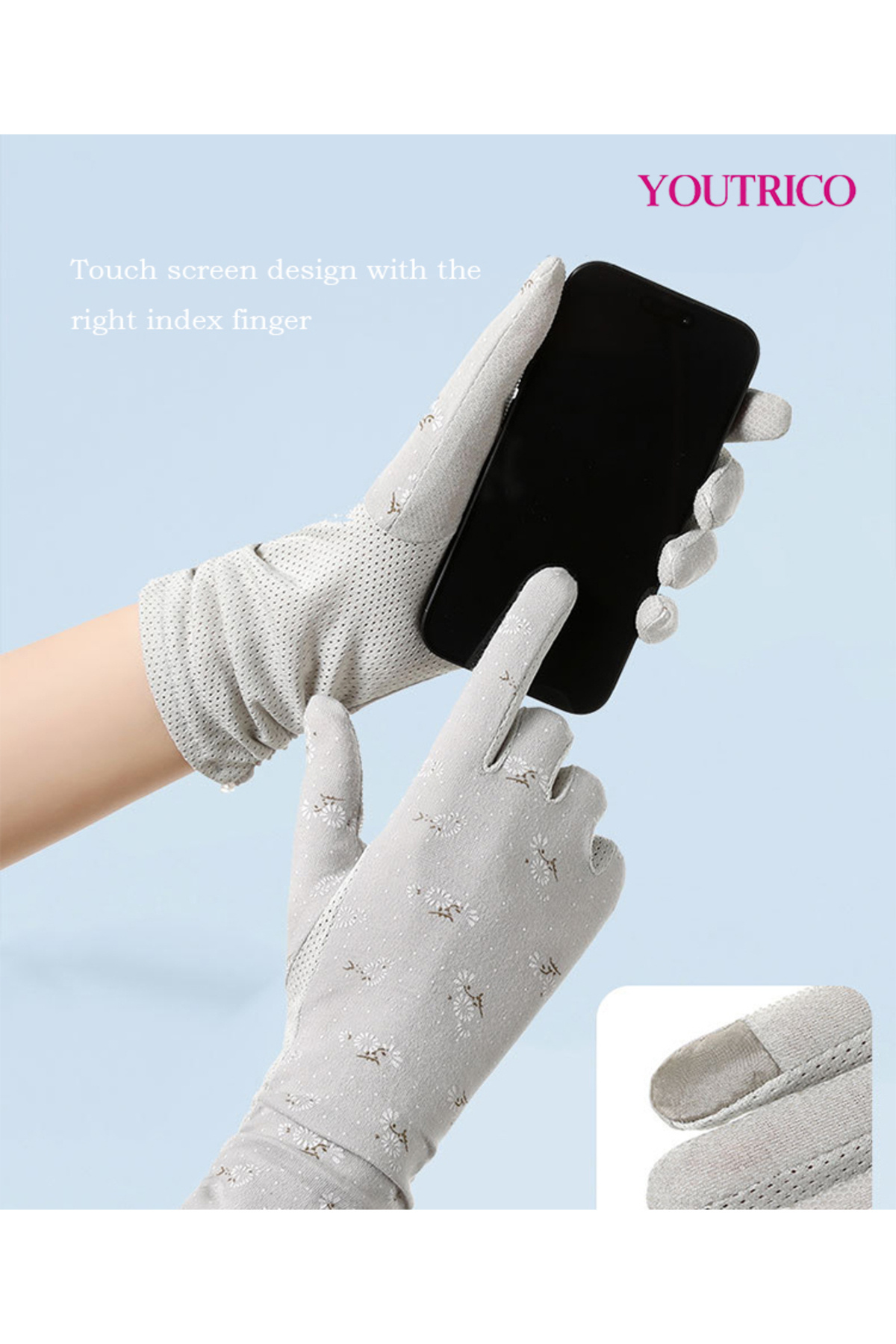 Youtrico-Sun Protection Gloves Summer Cycling Fingerless Gloves For Driving Spf50 High Protection 4