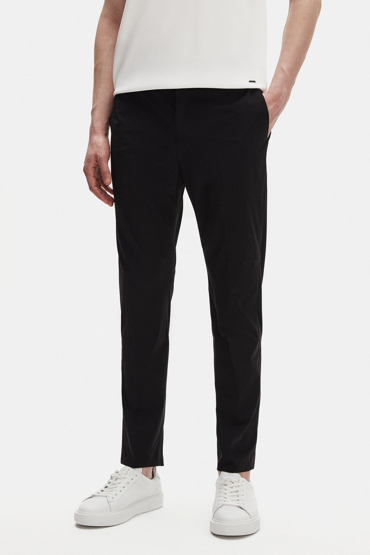 Tween Relaxed Fit Siyah Düz Chino Pantolon