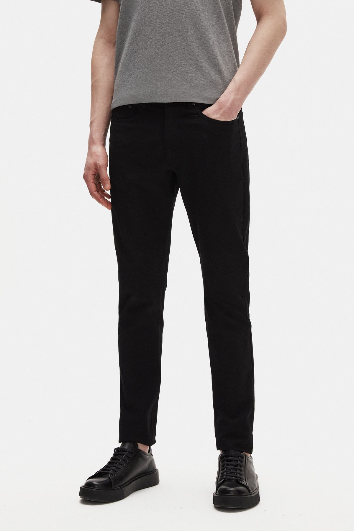 Tween Super Slim Fit Siyah Diyagonel Chino Pantolon