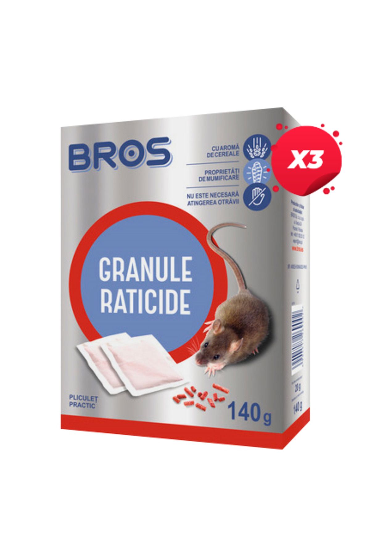 Bross X3 - Bros Granule Raticid 140gr 1632 - One Size