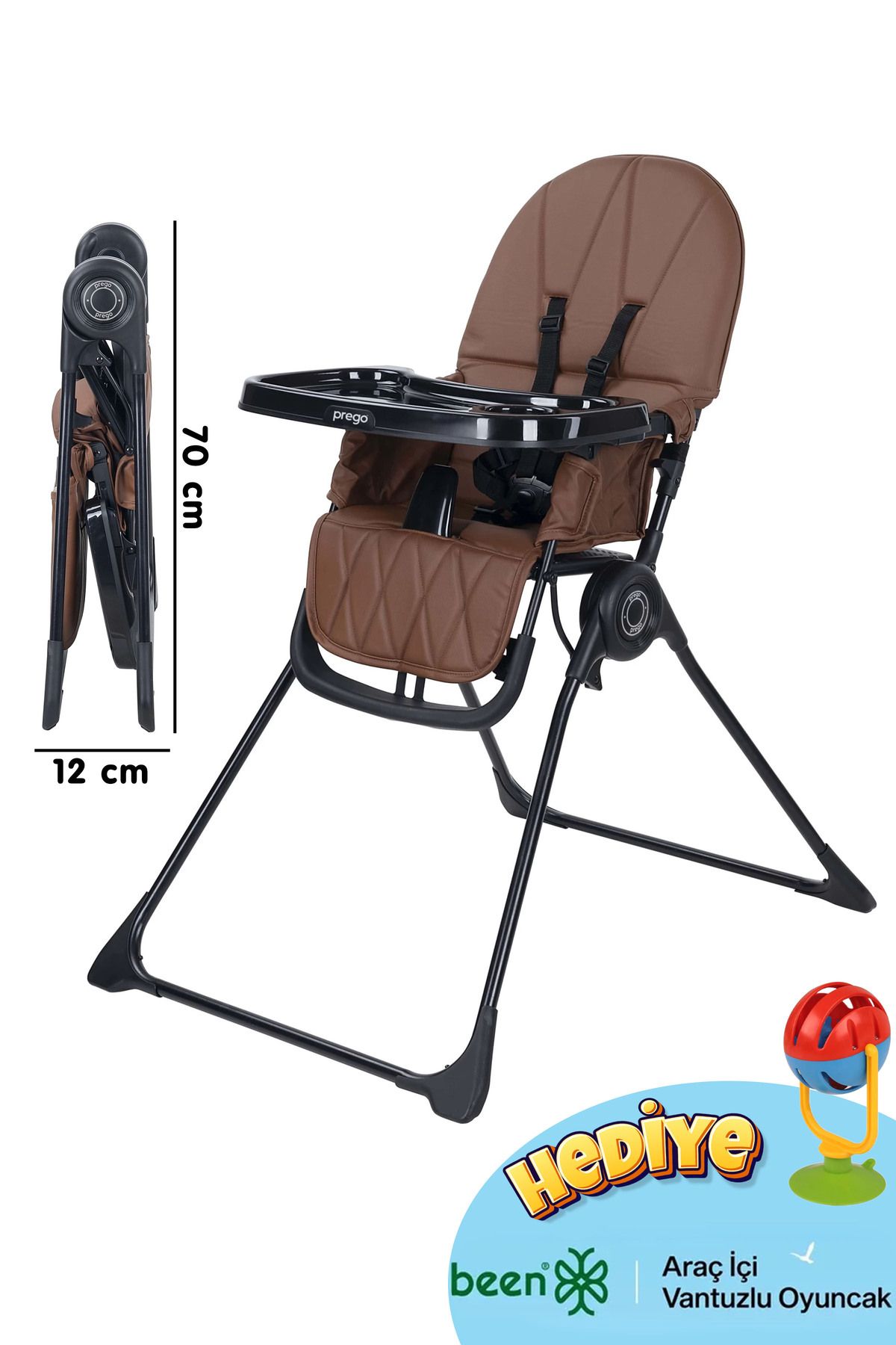Prego Otel Lokanta Kafe Tipi Tamamen Katlanır Mama Sandalyesi + Oyuncak Hediyeli