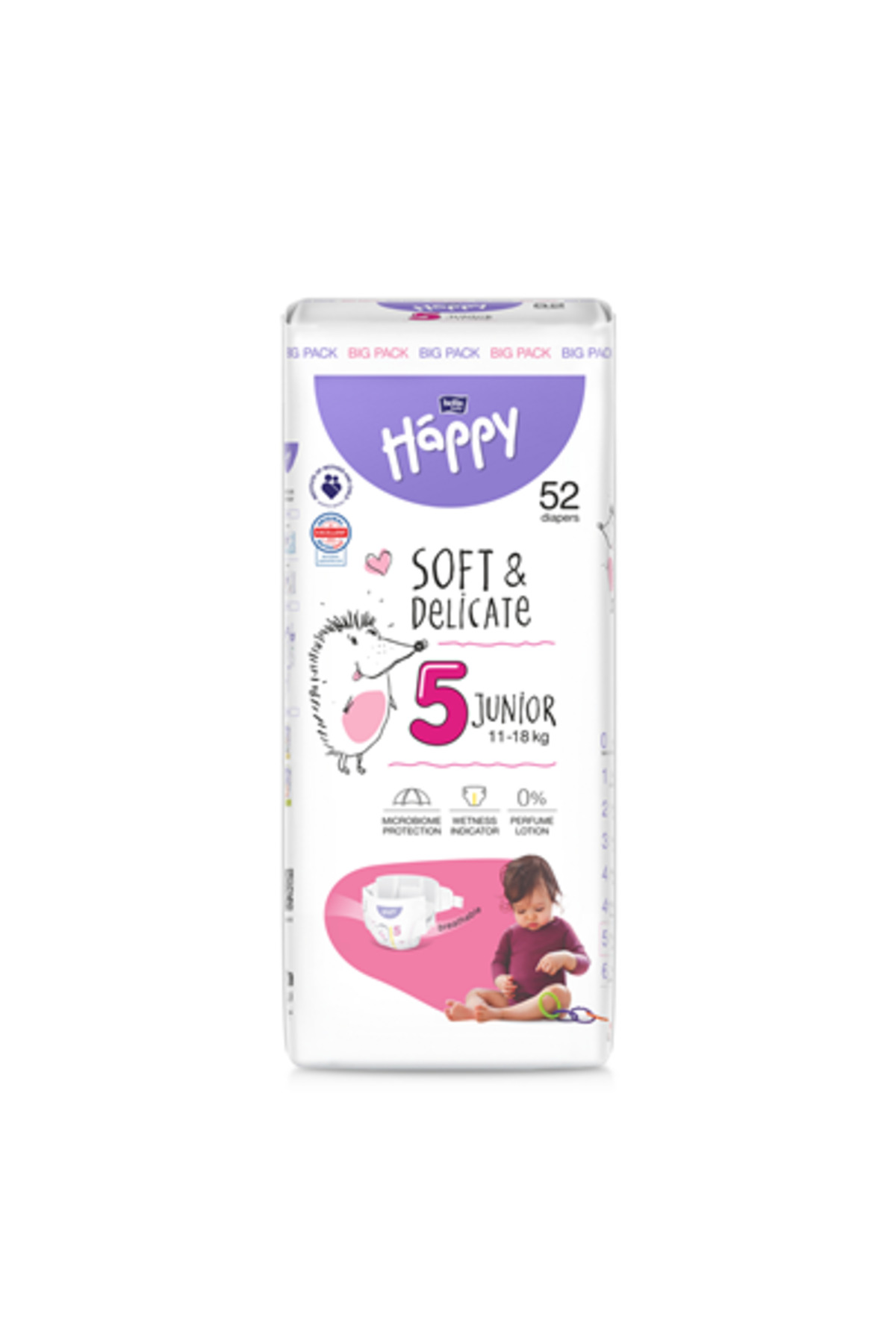 Happy Detské plienky Soft&Delicate Extra, veľkosť 5, 52 ks