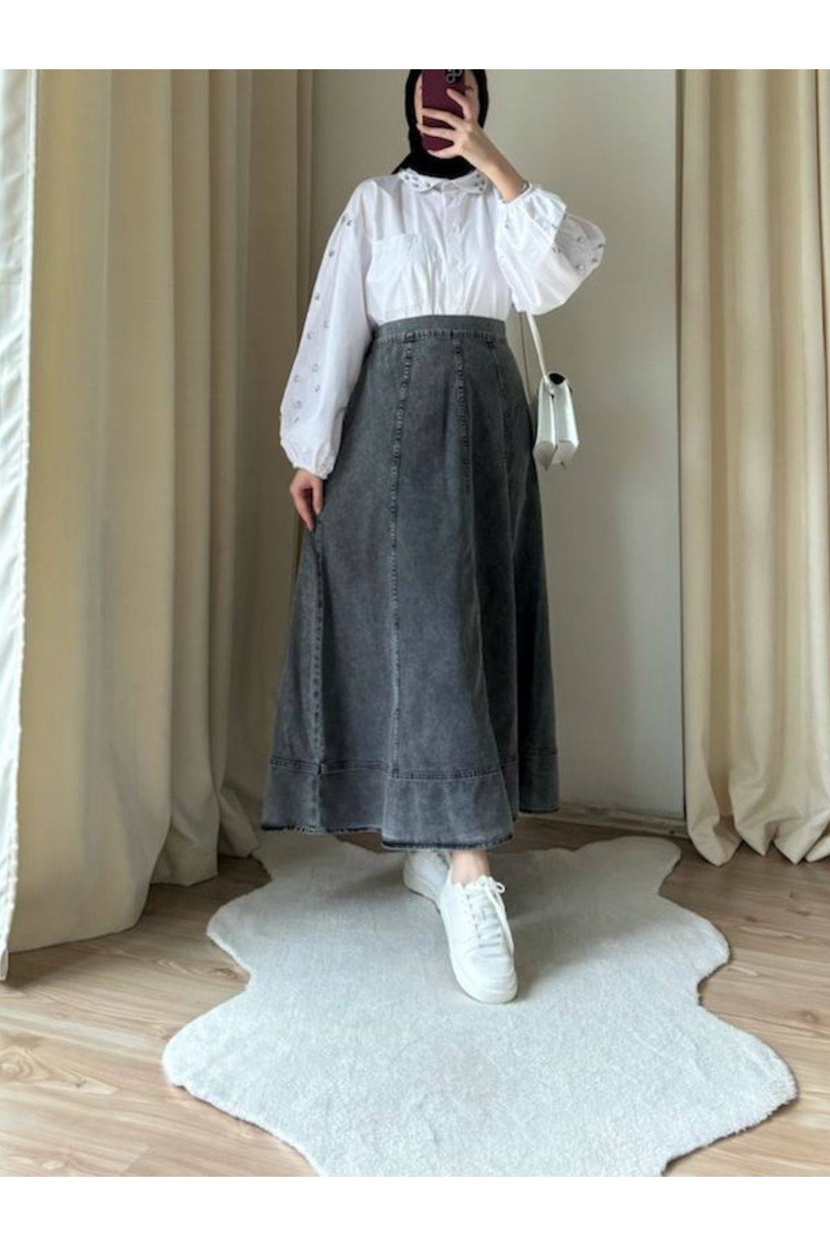 Suede Style 8806 - Rahat Şık Kadın Kot Etek