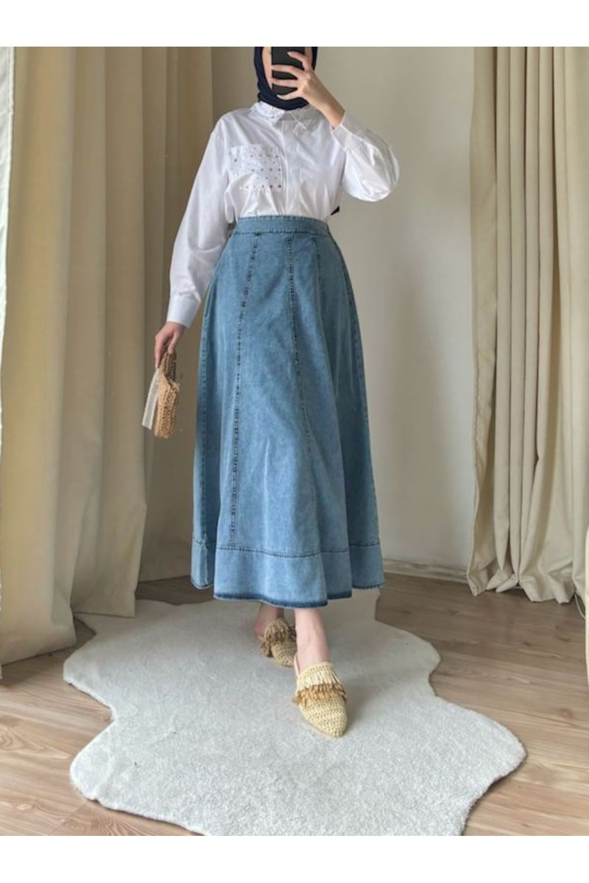 Suede Style 8806 - Rahat Şık Kadın Kot Etek