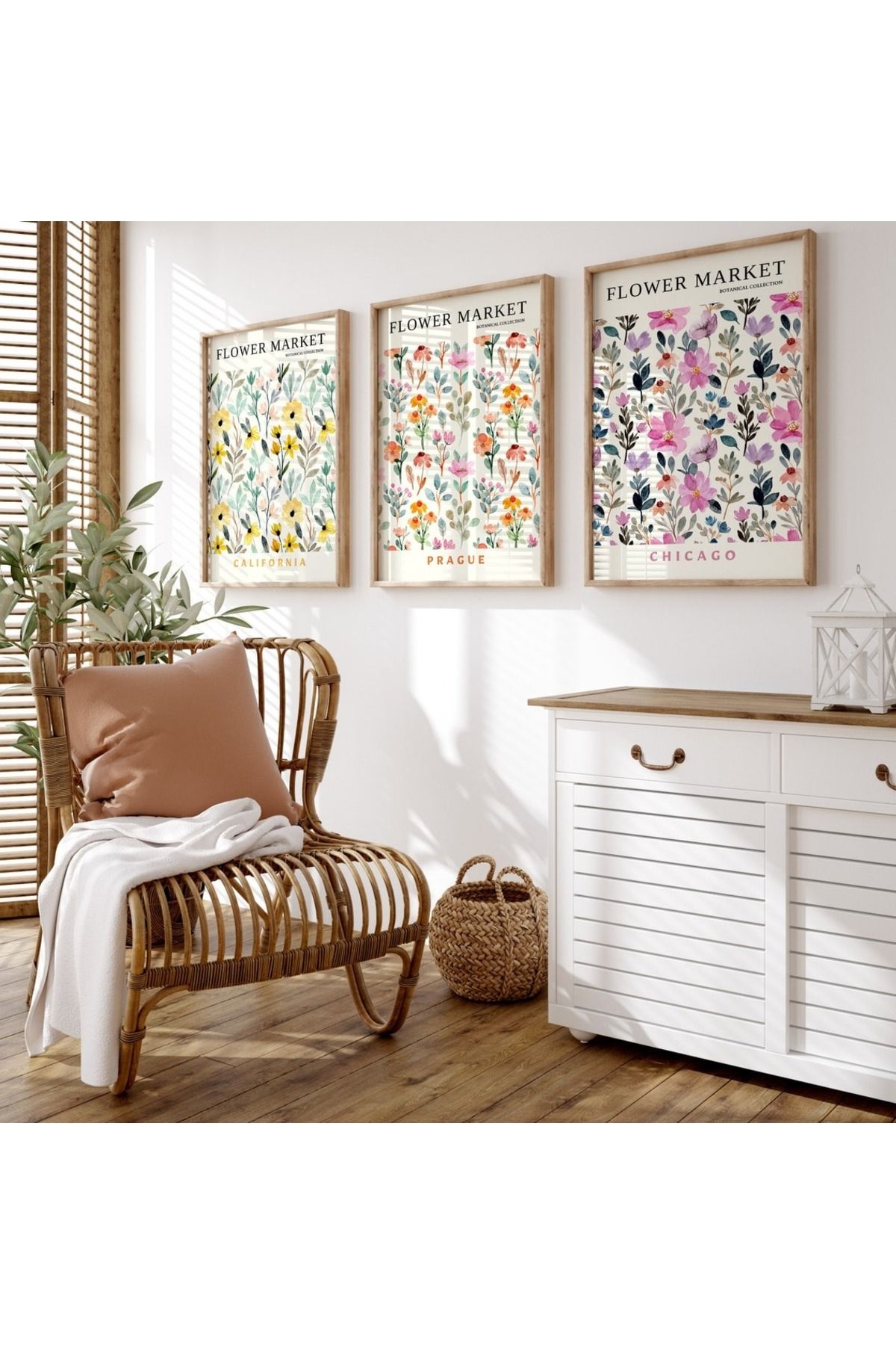 Dekorsiahome 3 Parça Ahşap Çerçeveli Oturma Odası Salon Mutfak Tablo Seti SET3282