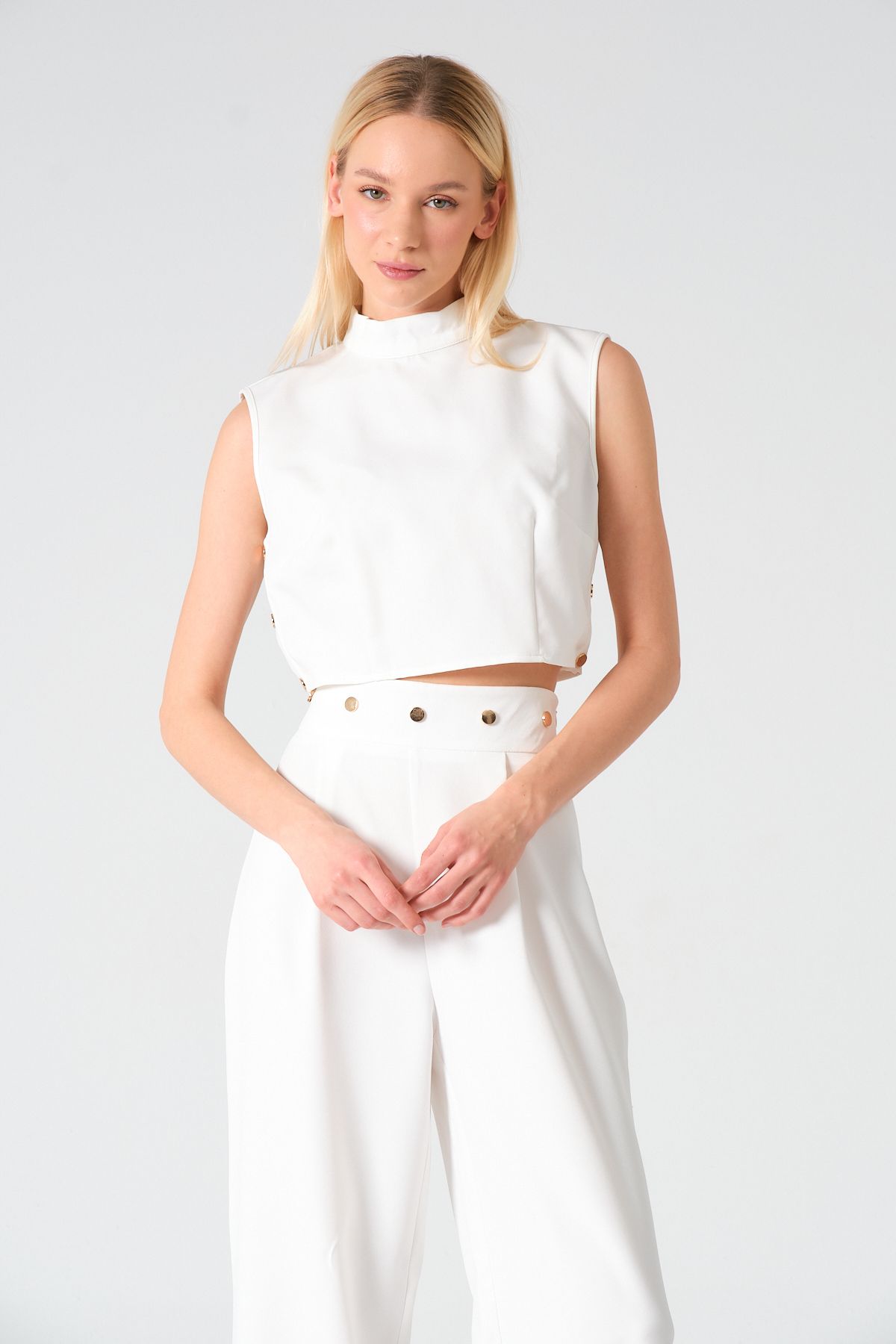 S'amore Clothing Çıt Çıt Detaylı Crop Bluz