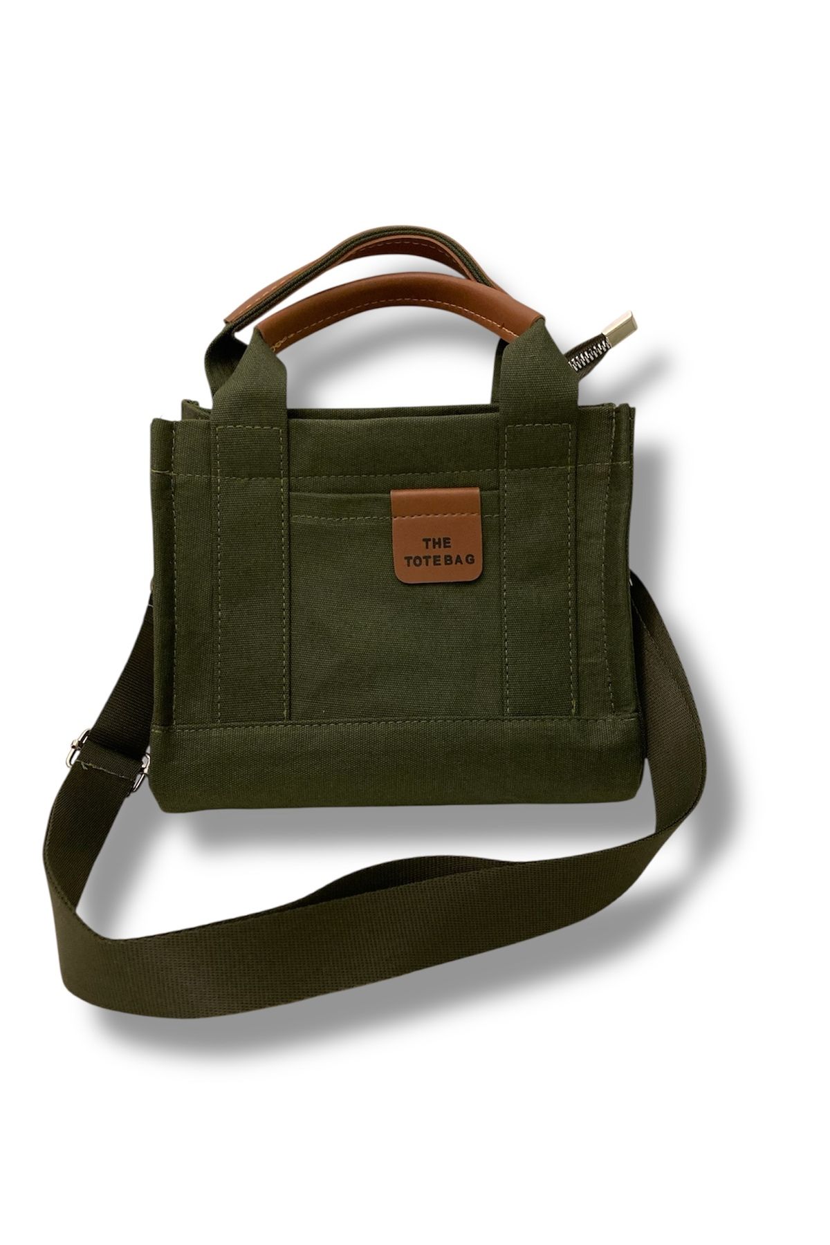 Aksesuaria Kanvas Tote Bag Yeşil El ve Omuz Çantası