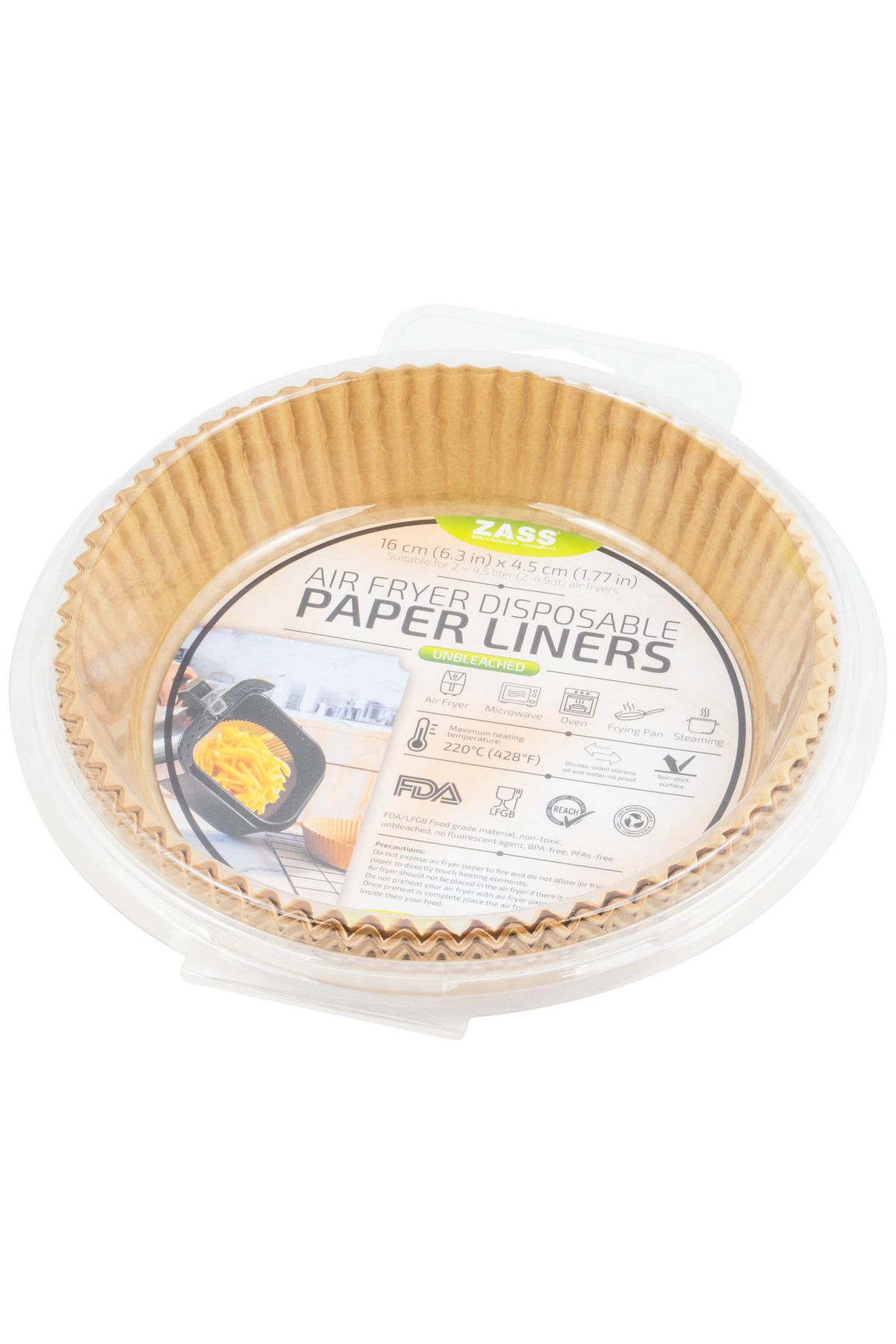 Zass Set De 100 De Bucăți De Hârtie De Copt Pentru Airfryer Zpl 01, 16 Cm, Formă Rotundă, Maro - One Size