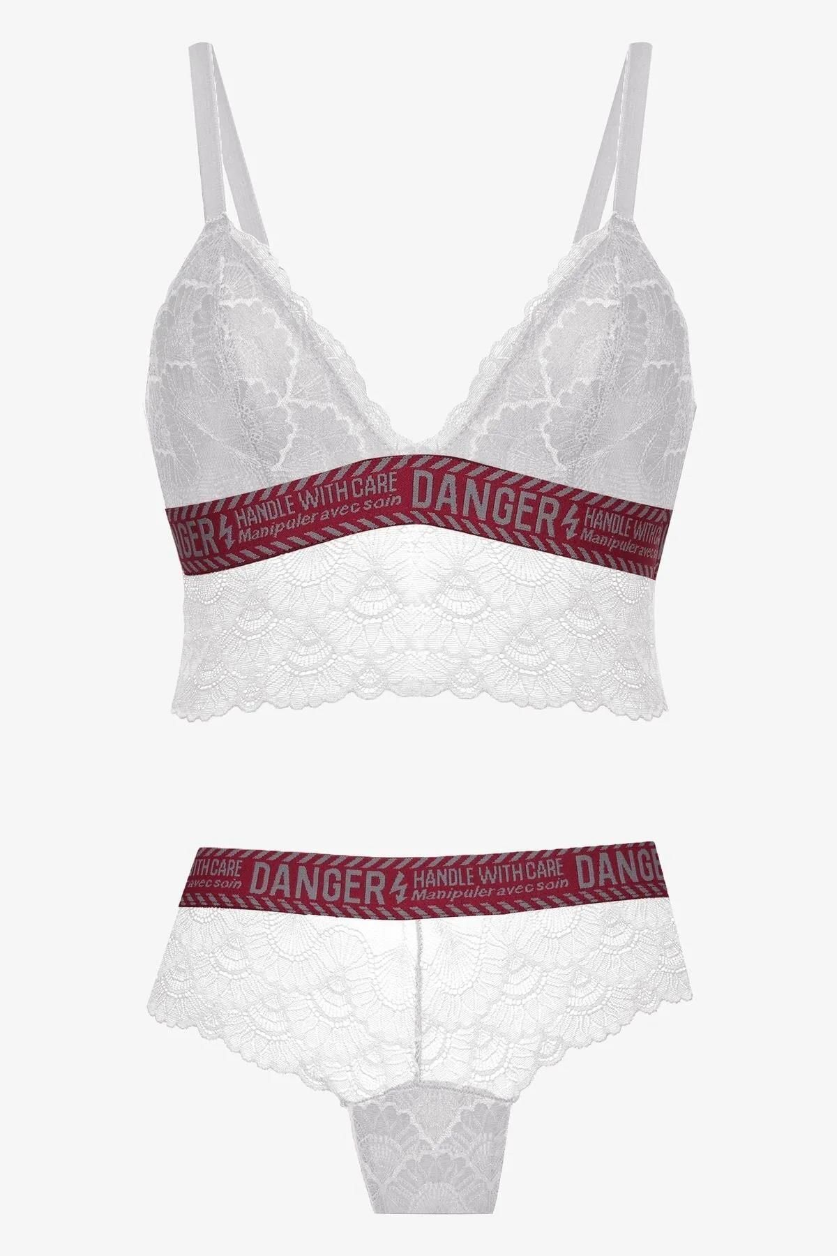 DoDe Flora Koza Danger Yazılı Süngerli Bralet Takım - 80227