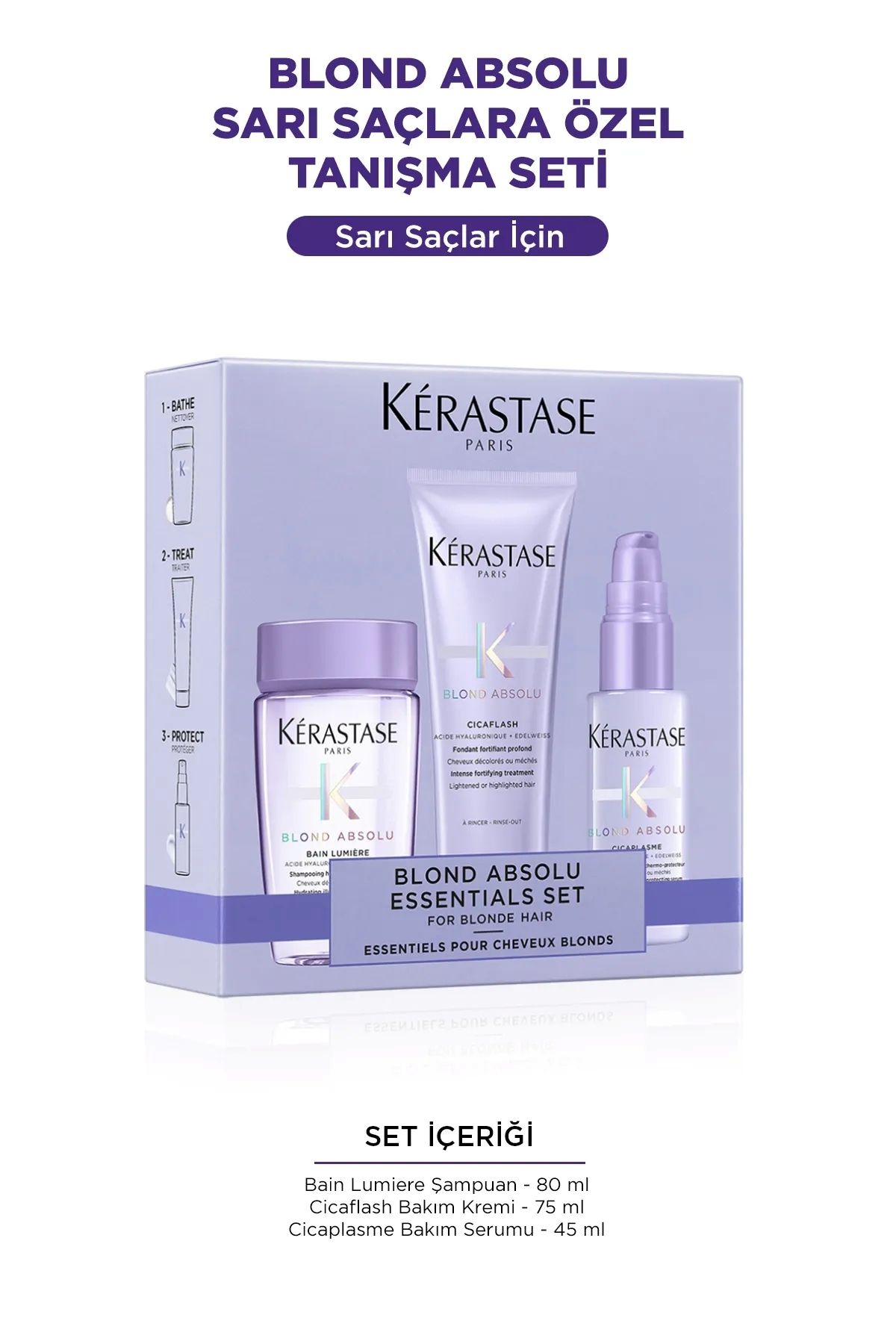 Kerastase Blond Absolu zenginleştirilmiş formülü yüksek oranda antioksidan içeren Tanışma Seti