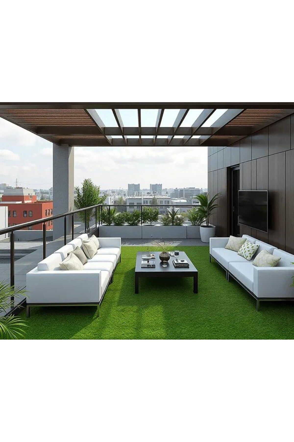 SerenitaHome SERENİTA HOME Dekoratif Suni Çim Kaymaz Suya Isıya Dayanıklı Bahçe Teras Balkon Halısı