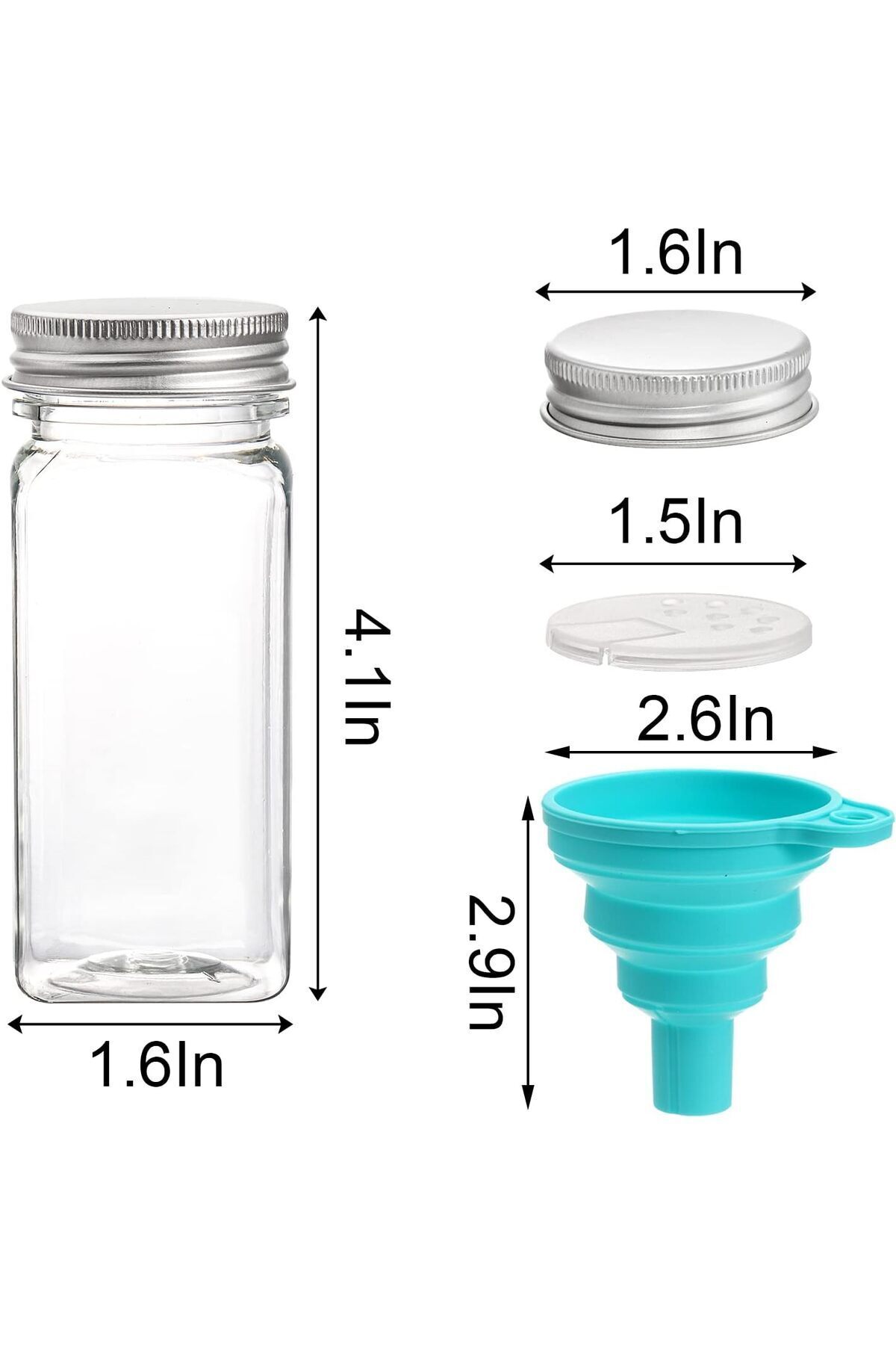 COOYA-Set of 24 spice bottles,reusable with airtight lids,labels and funnels,for spices,herbs, powders 4