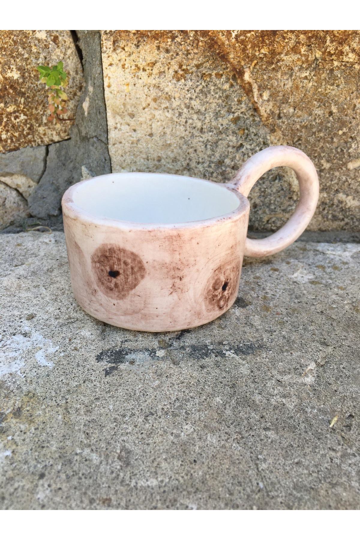seramikanaz el yapımı seramik soyut desenli kahve fincanı mug