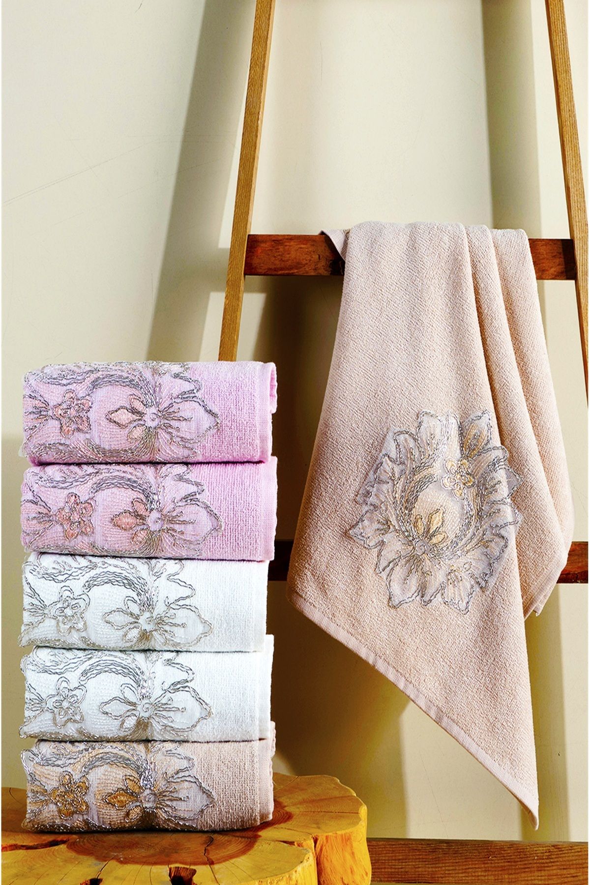 BAMİROSE 50x90 CM 6'LI GÜPÜRLÜ EL & YÜZ ÇEYİZLİK HEDİYELİK HAVLU SETİ