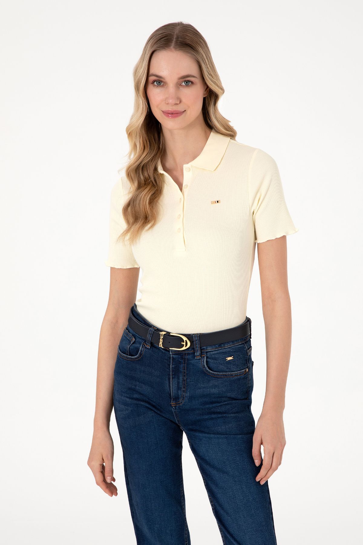 U.S. Polo Assn. Kadın Krem Tişört 50306021-VR071