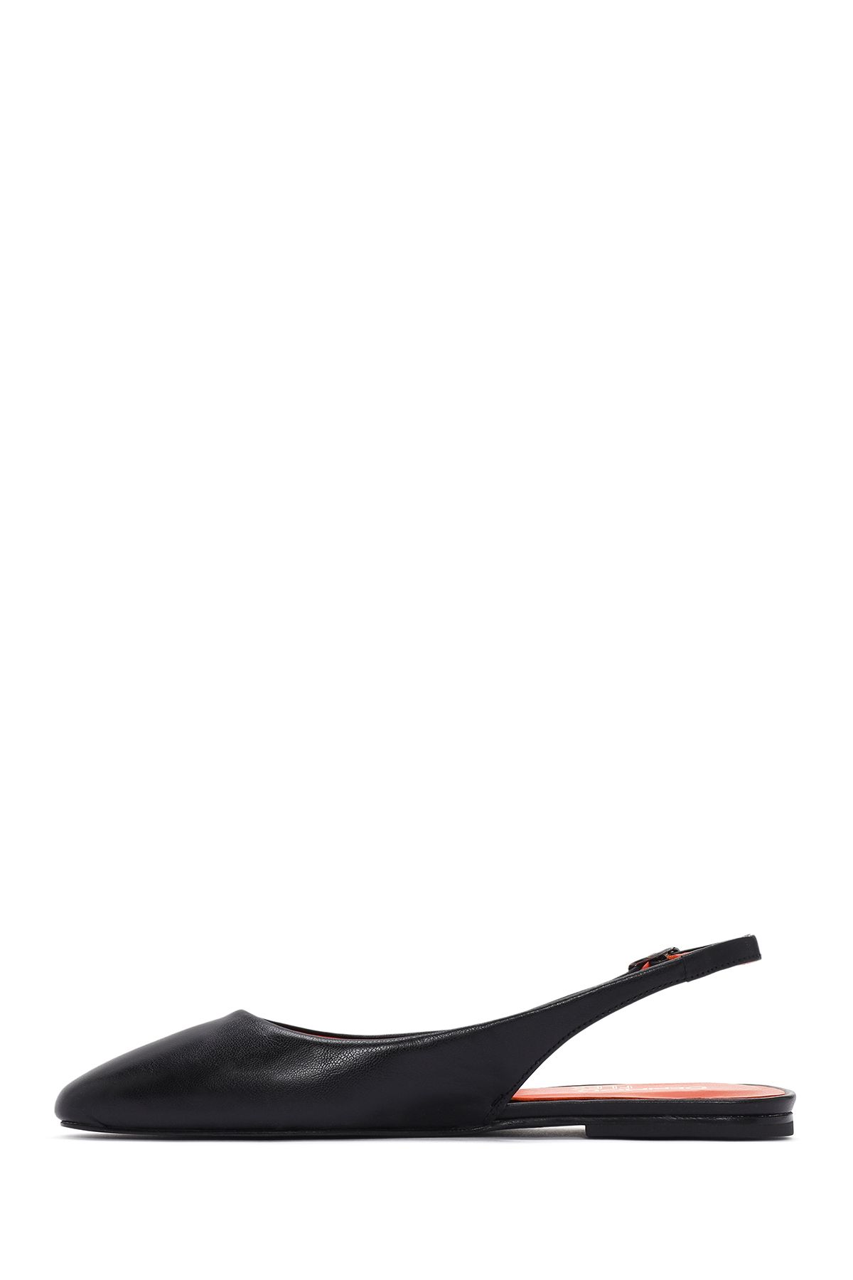 بابیت مشکی زنانه سیاه پشت کفش تخت چرمی 24SFD405418 Derimod
