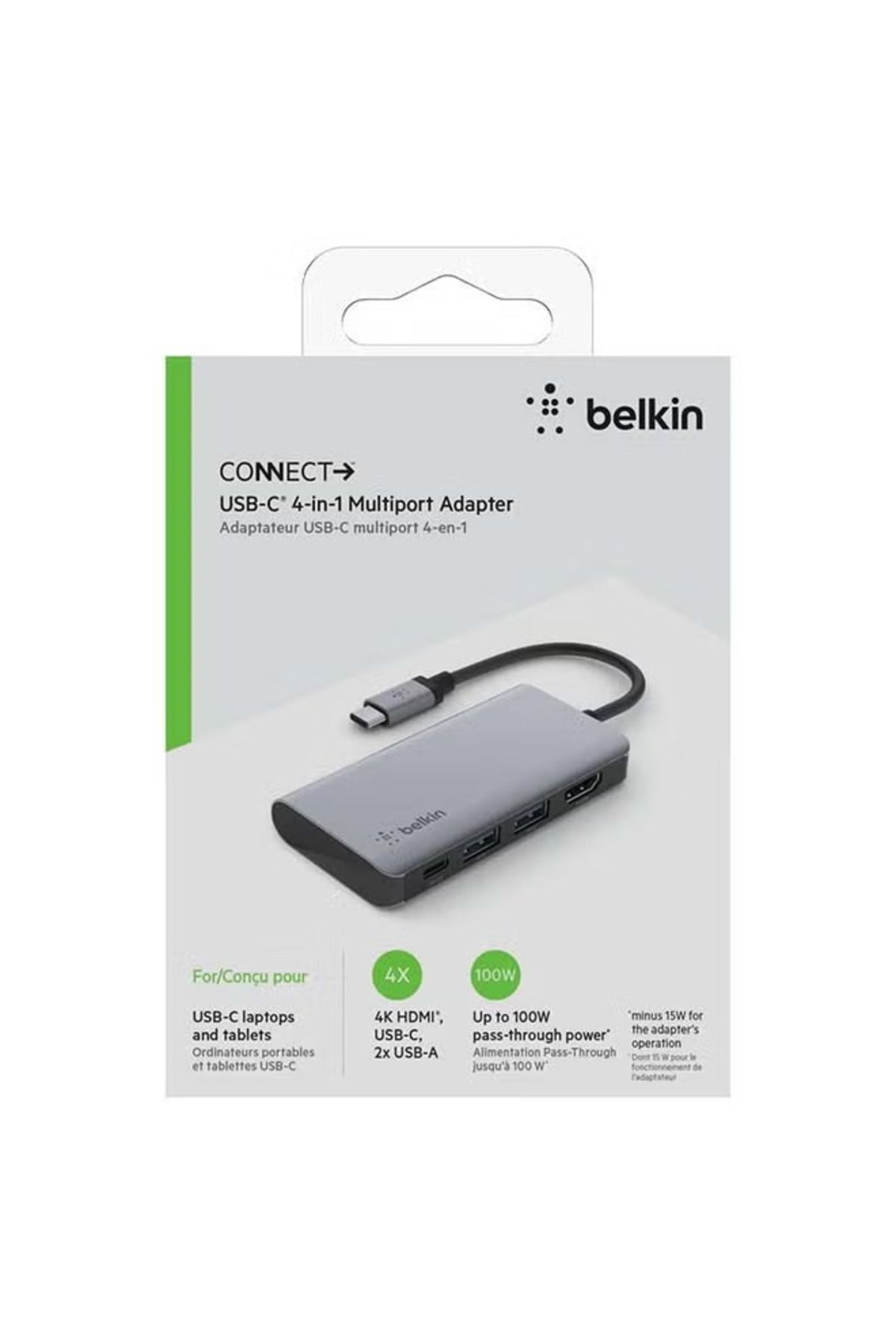 Belkin-4 In 1 USB C MultiPort Adapter With 4K HDMI 100W Power Delivery Pass Through 2