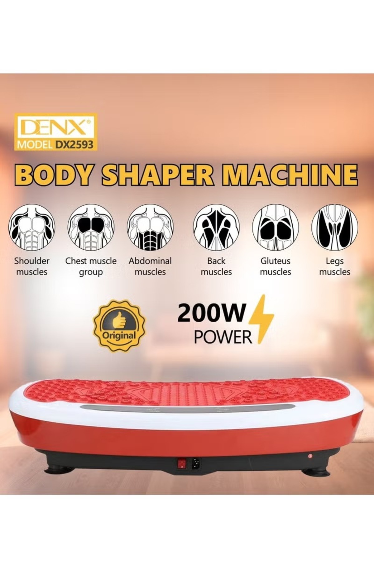 Denx-Vibration Plate Exercise Machine - Whole Body Workout Vibration w/ Loop Bands DX2593 5