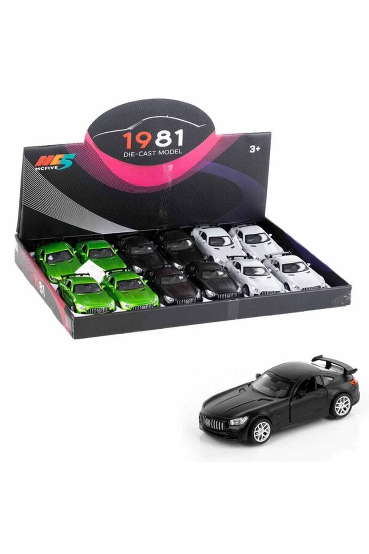 Muhcu Home 2 Adet - 2 Farklı Renk Sesli ve Işıklı Çek Bırak Metal Model Mercedes Spor Araba